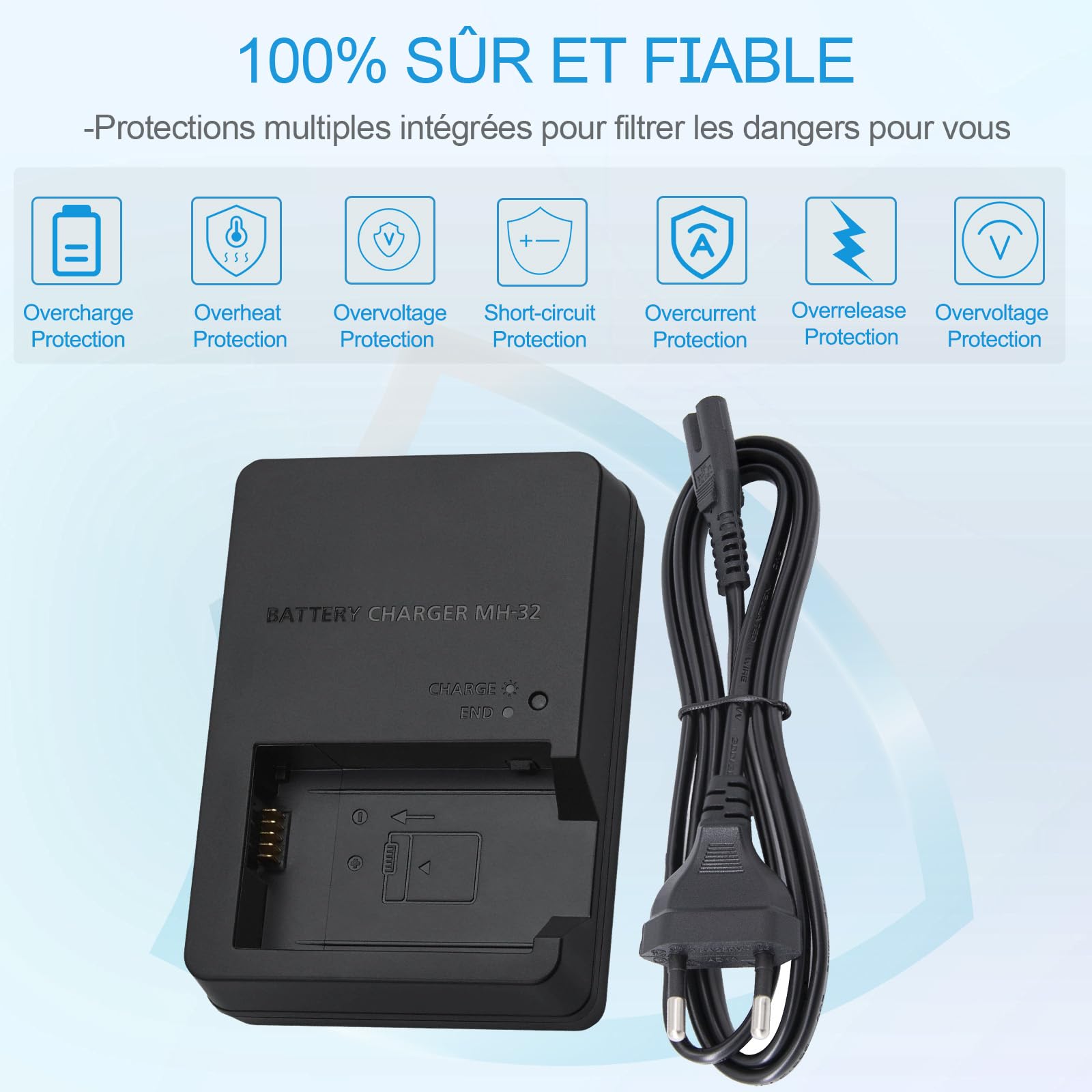 MH-32 Chargeur de Batterie Compatible avec Nikon EN-EL25 EN-EL25a Batterie Z50 Z50II ZFC Z30 Appareil Photo & 120cm AC Power Cord