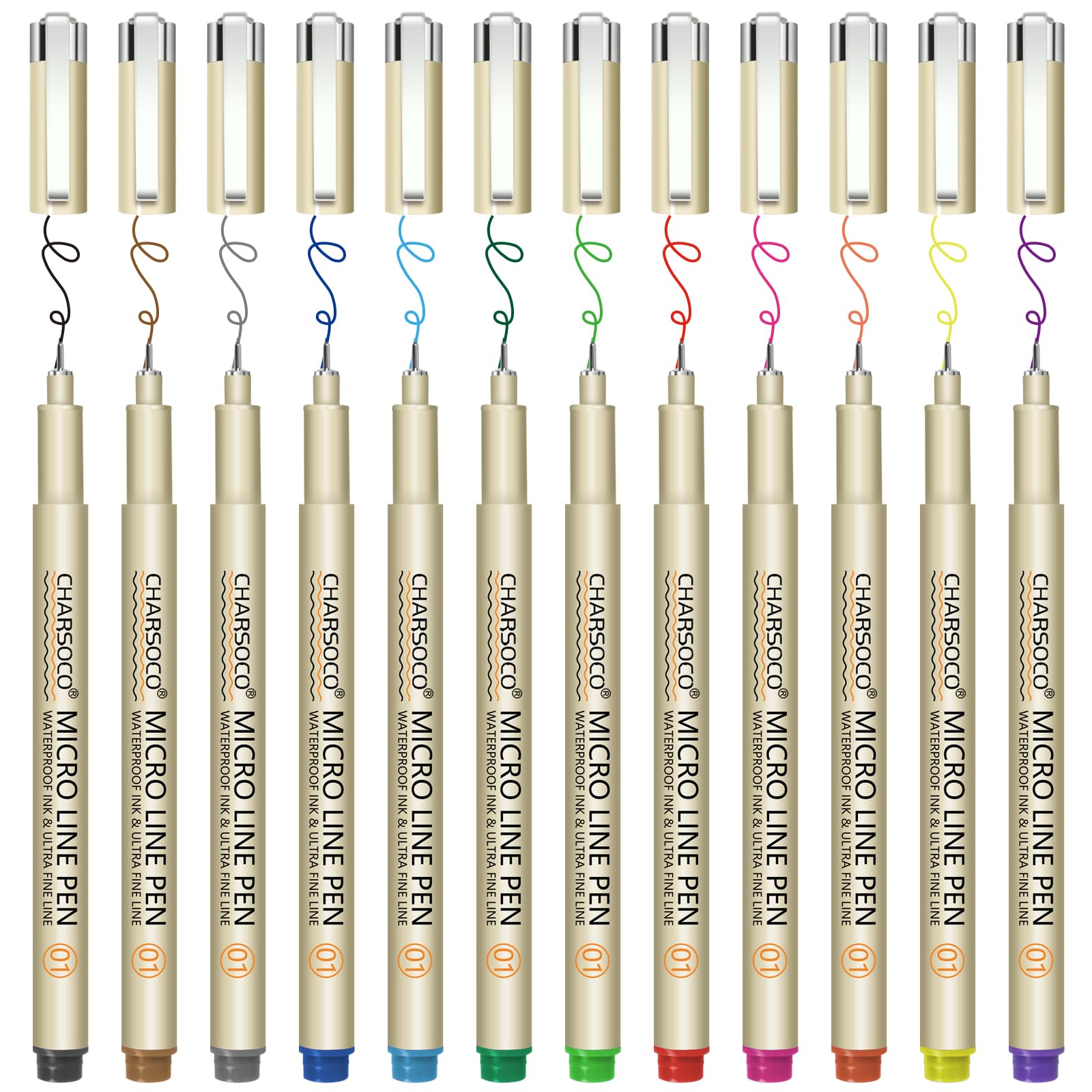 Micro Pen, Fine Point Pen with 12 Colors, Waterproof Archival Ink, 0.25mm Fineliner Ink Pens for Artist Illustration, Sketching, Anime, Manga, Technical Drawing and Scrapbooking