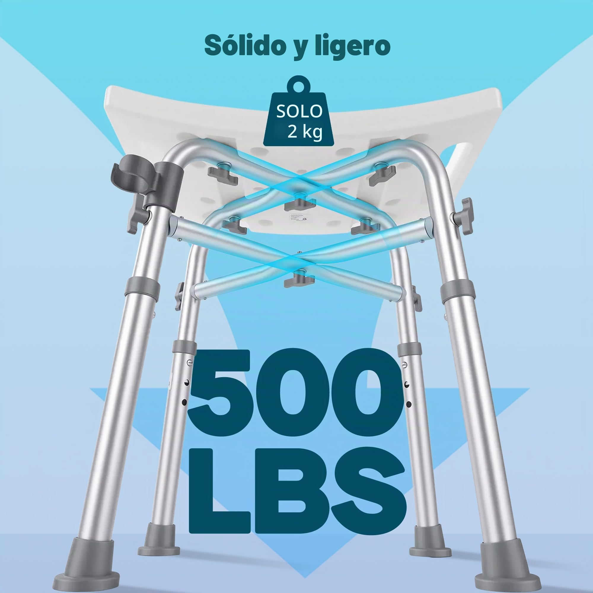 Careboda Taburete Ducha, 227kg, H 44.5-49 cm, Antideslizante