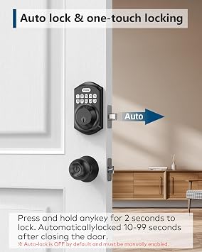 TEEHO TE001 Keyless Entry Deadbolt with Keypad for Front Door, Matte Black