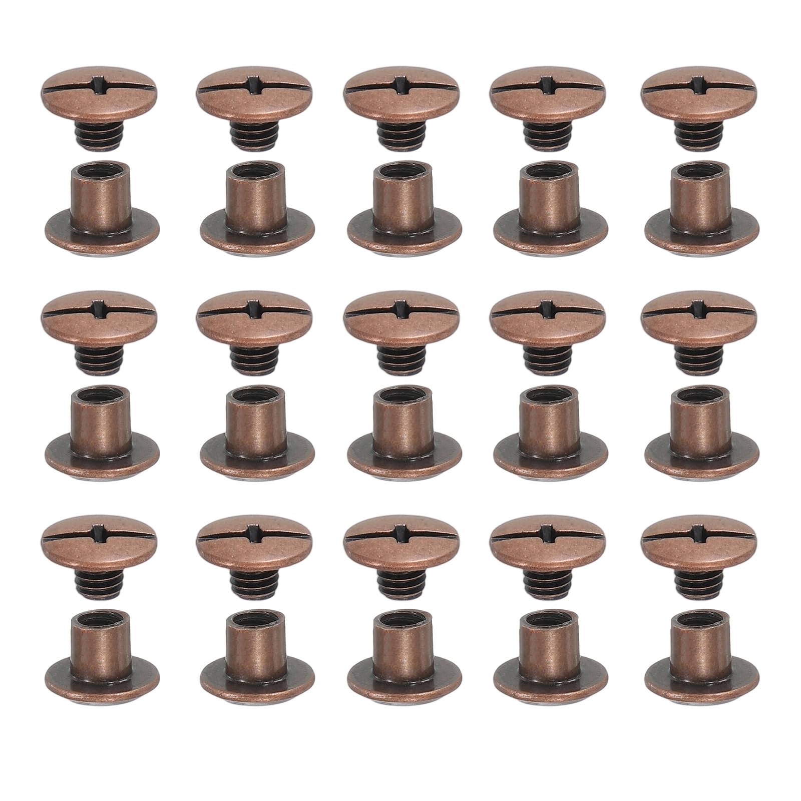 YELARXI Chicago Screws, Leather Rivets, Screw Rivets Phillips Binding Post - Fitting for (Leather Crafts - Belt - Bag - Bookbinding) M5 x 5 mm & 80 Pack & Copper Tone