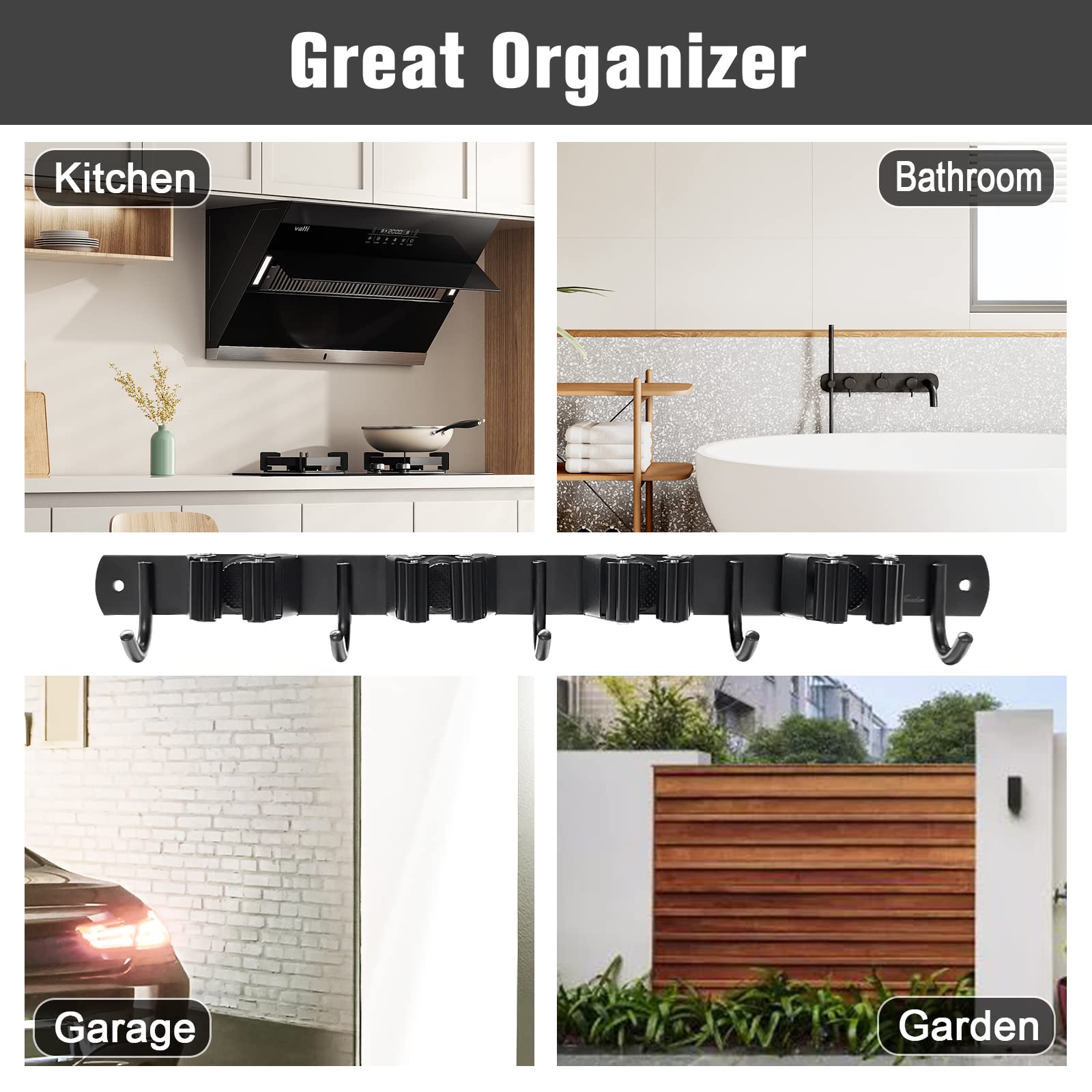 Broom Mop Holder Wall Mount,Metal Stainless Steel ... - Grandado