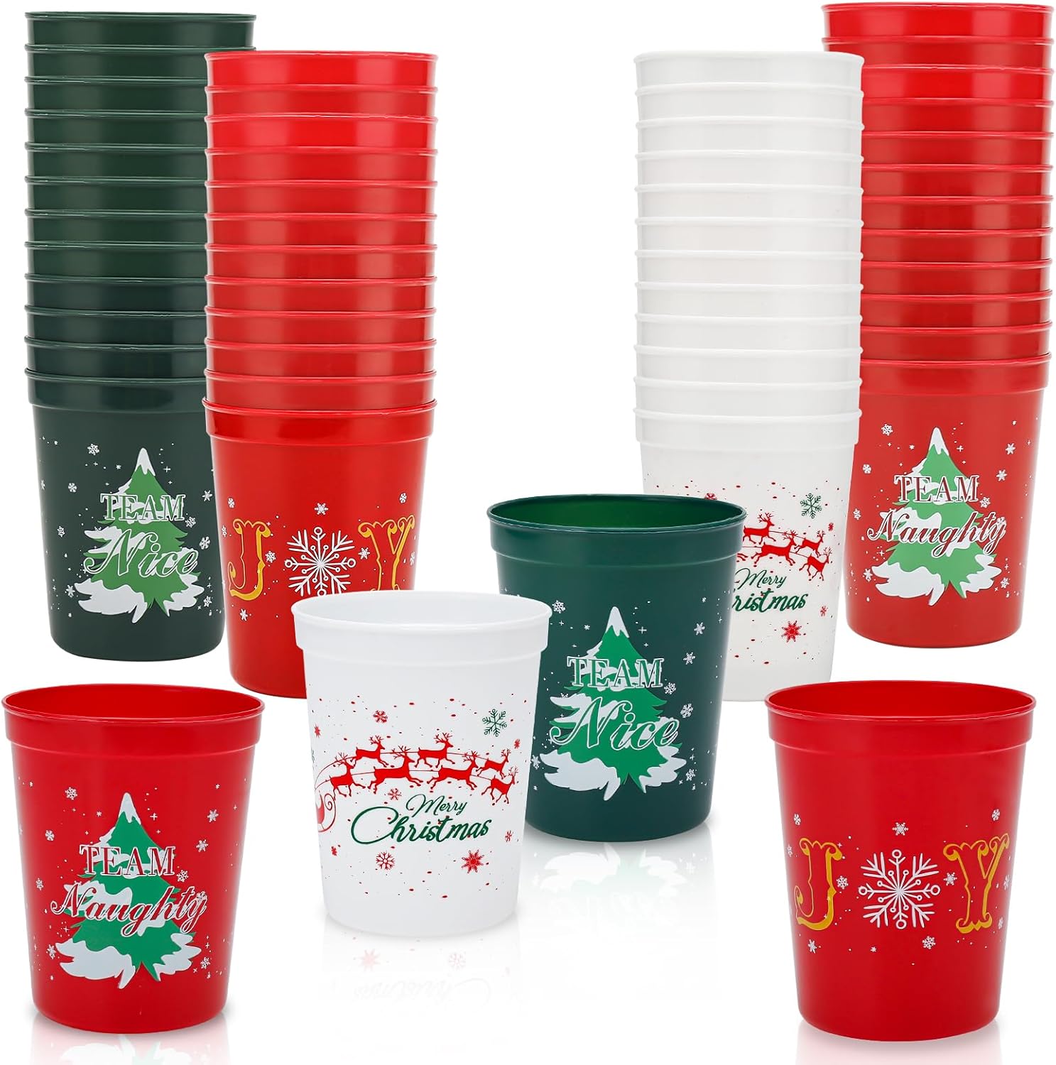 Amazon.com: Christmas Party Cups - Set of 24 Plastic Stadium Cups 16oz ...
