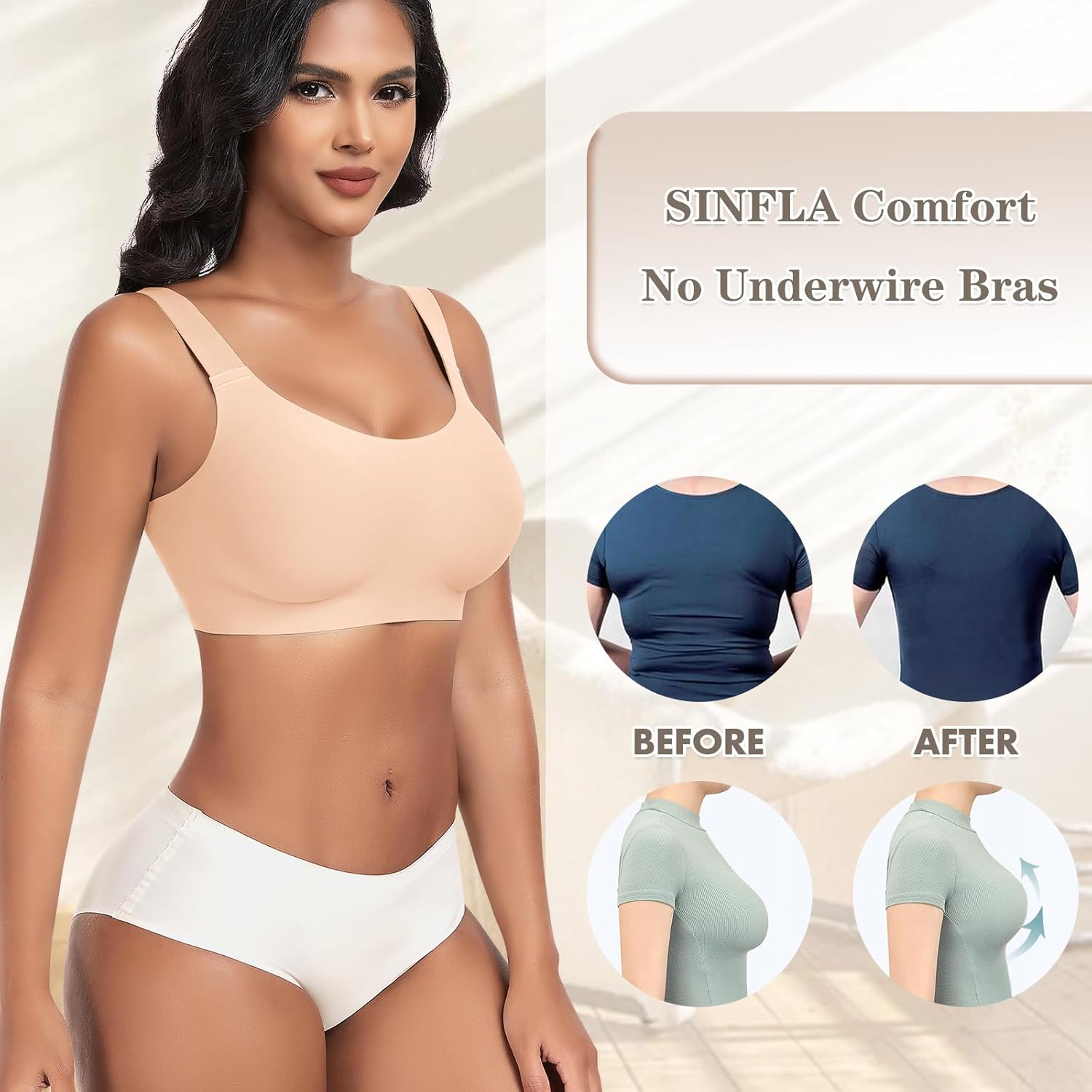 Wireless Bras for Women Comfy Seamless No Underwire Everyday Bra - Image 4