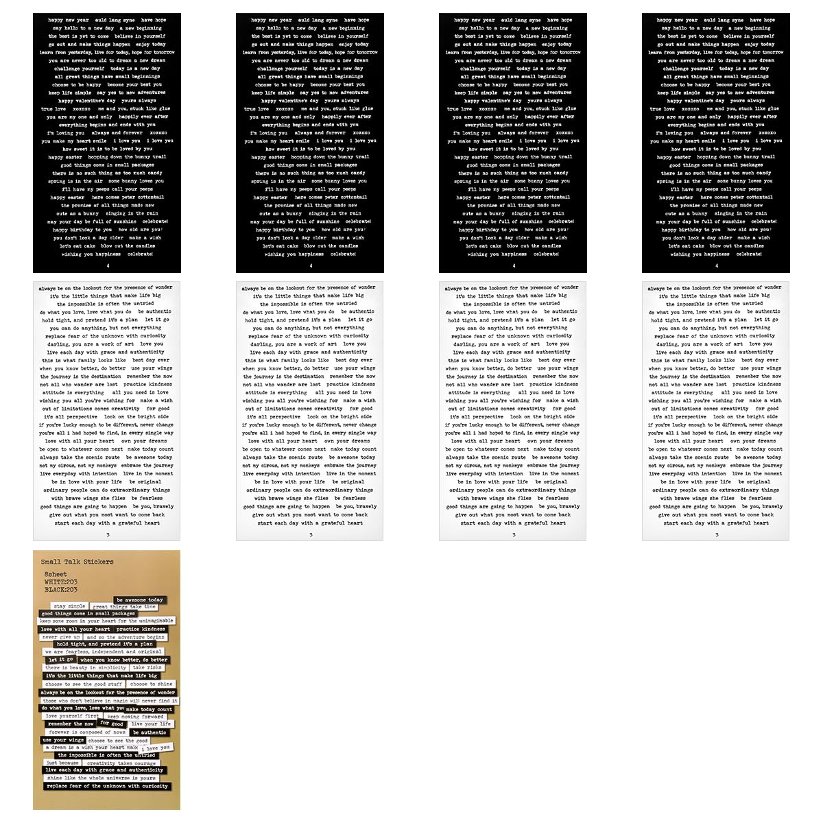 Lotsdonxia Multicoloured 8 Sheets Motivational Quote Stickers Paper Pack With 1 Card – Inspirational Words For Journaling, Scrapbooking, And Diaries