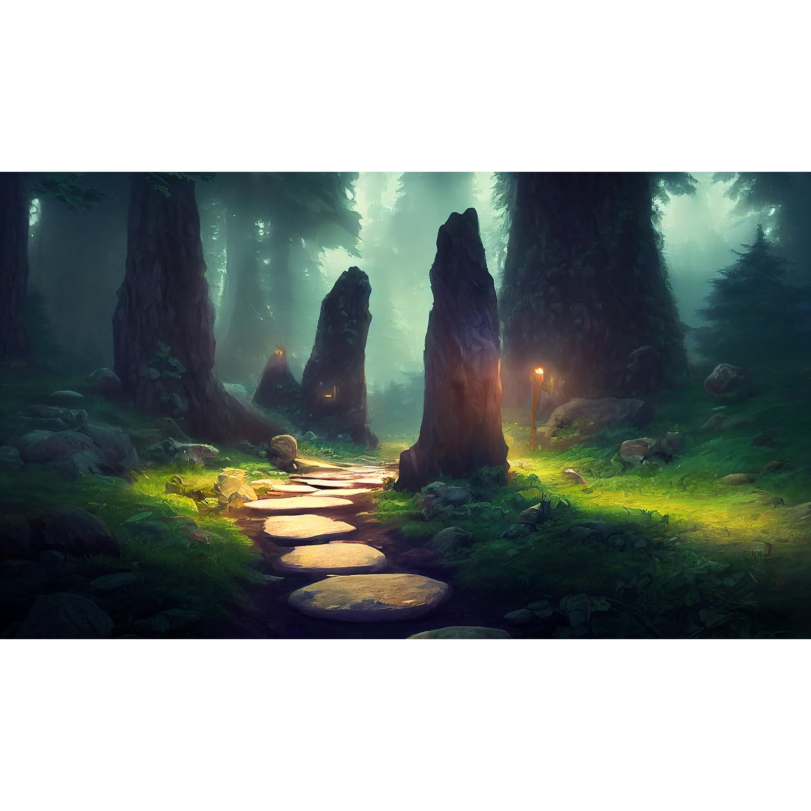 Fish Tank Background Spiritual Forest Path Aquarium Background Foggy Misty Forest Terrarium Backgrounds Jungle Rainforest Stone Path Reptile Bearded Dragon Tank Backgrounds 24x16in