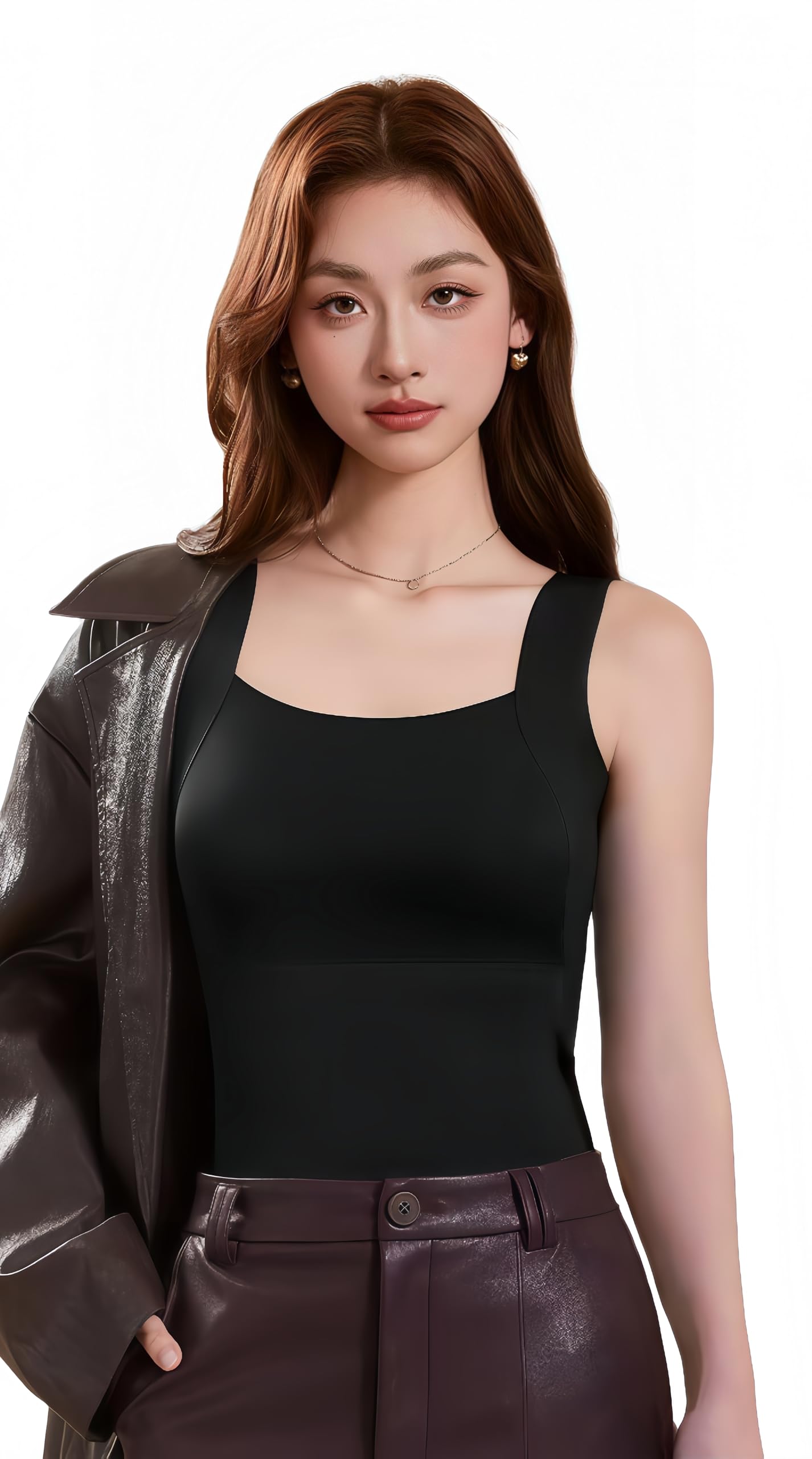 Revellx Débardeur Femme sans Manches avec Soutien-Gorge Intégré, Col en U sans Couture, Haut Extensible et Galbant, Débardeur de Sport et de Yoga, Coupe Ajustée pour Entraînement Confortable