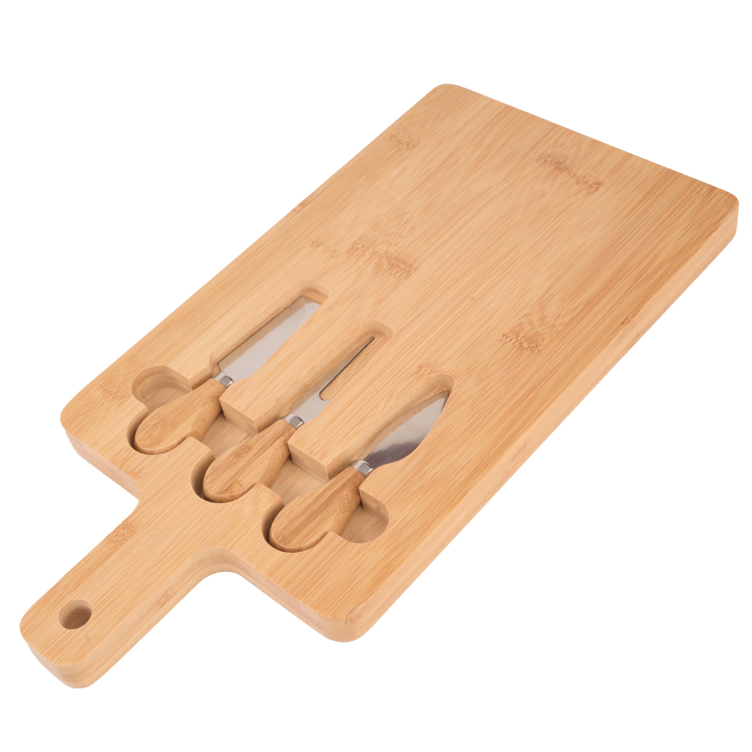 TARUNMO Cheese Board All Natural Bamboo, Charcuterie Boards with Knife Set of 4, Cheese Serving Tray Unique Gifts 40X20cm (1, 4020)