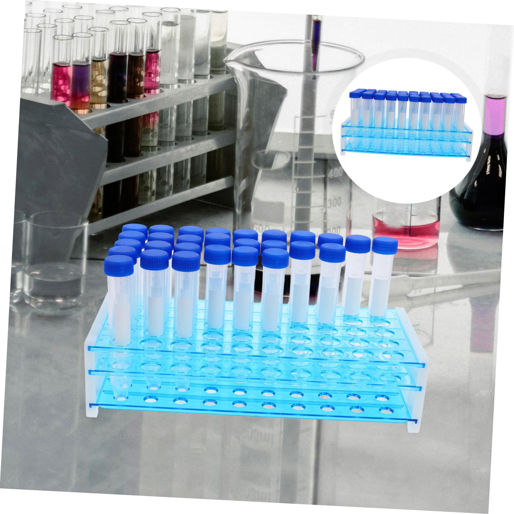 Baluue 100 Piezas Tubo centrífugo tubos con tapones de rosca equipo de instrumentos tubo de ensayo de 15ml tubos de ensayo de centrífuga de plástico Gradilla el plastico