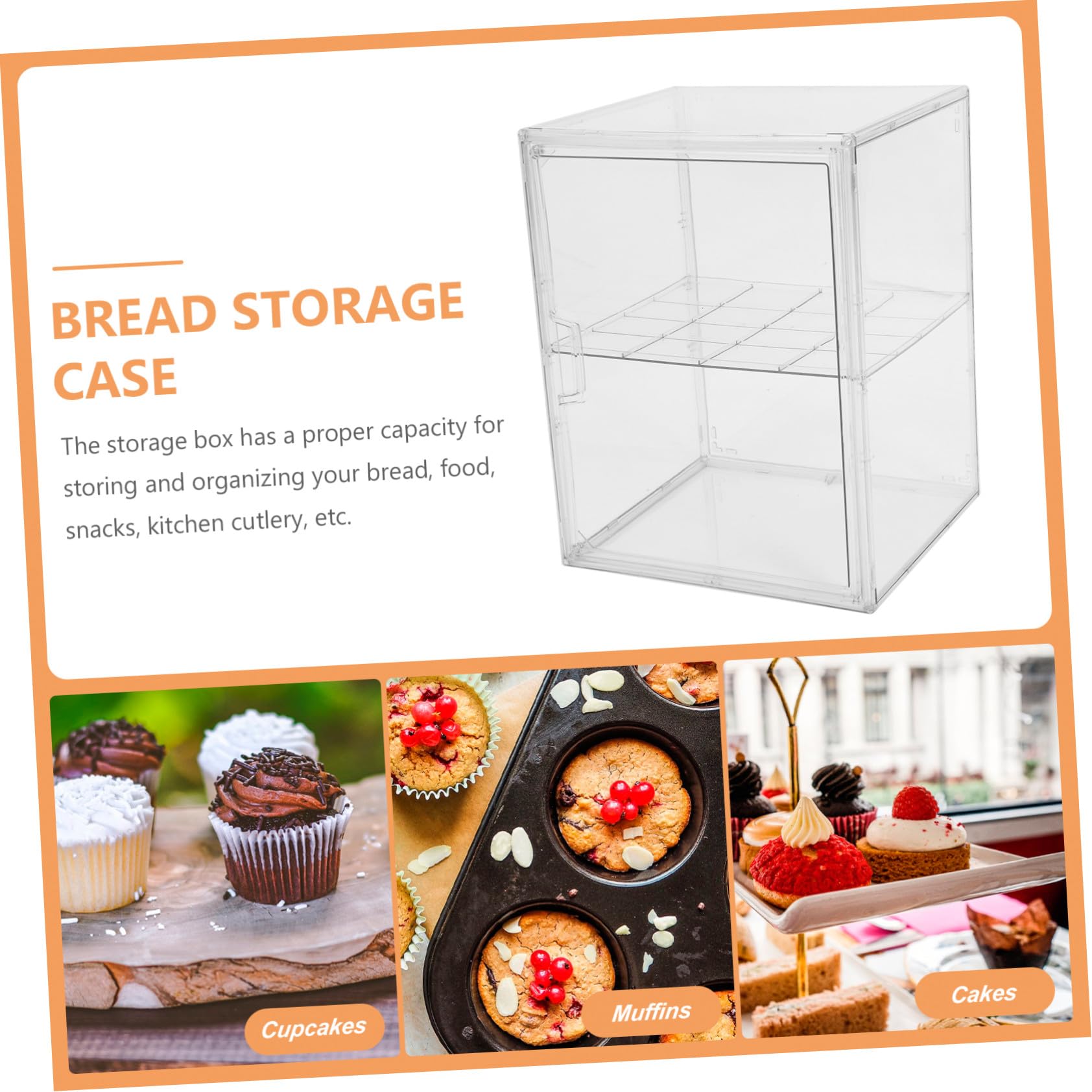 Cabilock De Cocina De Doble Capa Contenedor De Pan Transparente Caja Para Alimentos Ligera y Duradera