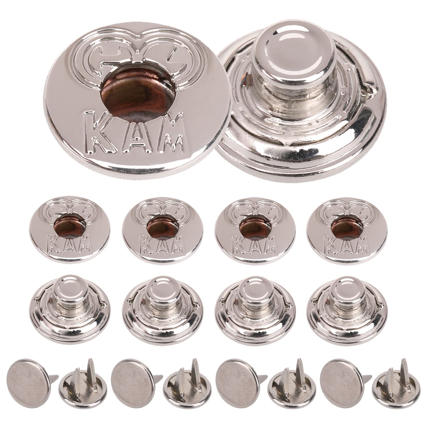 Boutons pression en métal sans couture amovibles KAM 20 mm pour réparation de vestes et jeans