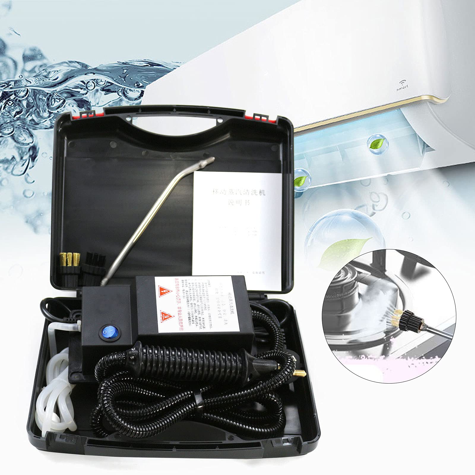 1700W High Pressure Steam Cleaner Machine, Large Nozzle Automatic Steamer with 70.9Inch Pipe for Cleaning Kitchens Dirt, Disinfect and Dead Corner, Remove oil and Dust