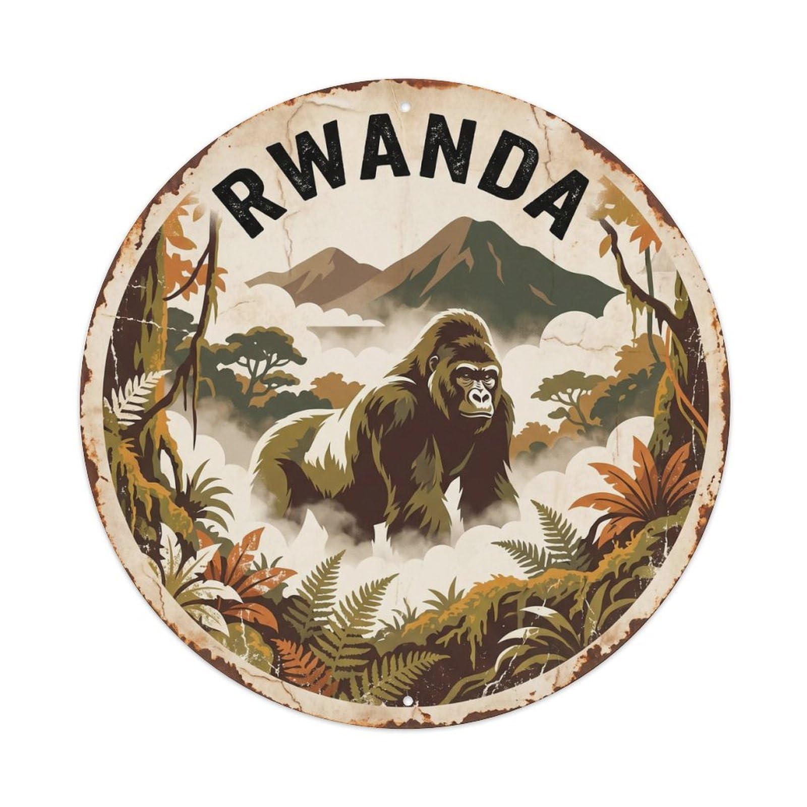 Rwanda Gorilla Cloud Forest Metal Tin Sign