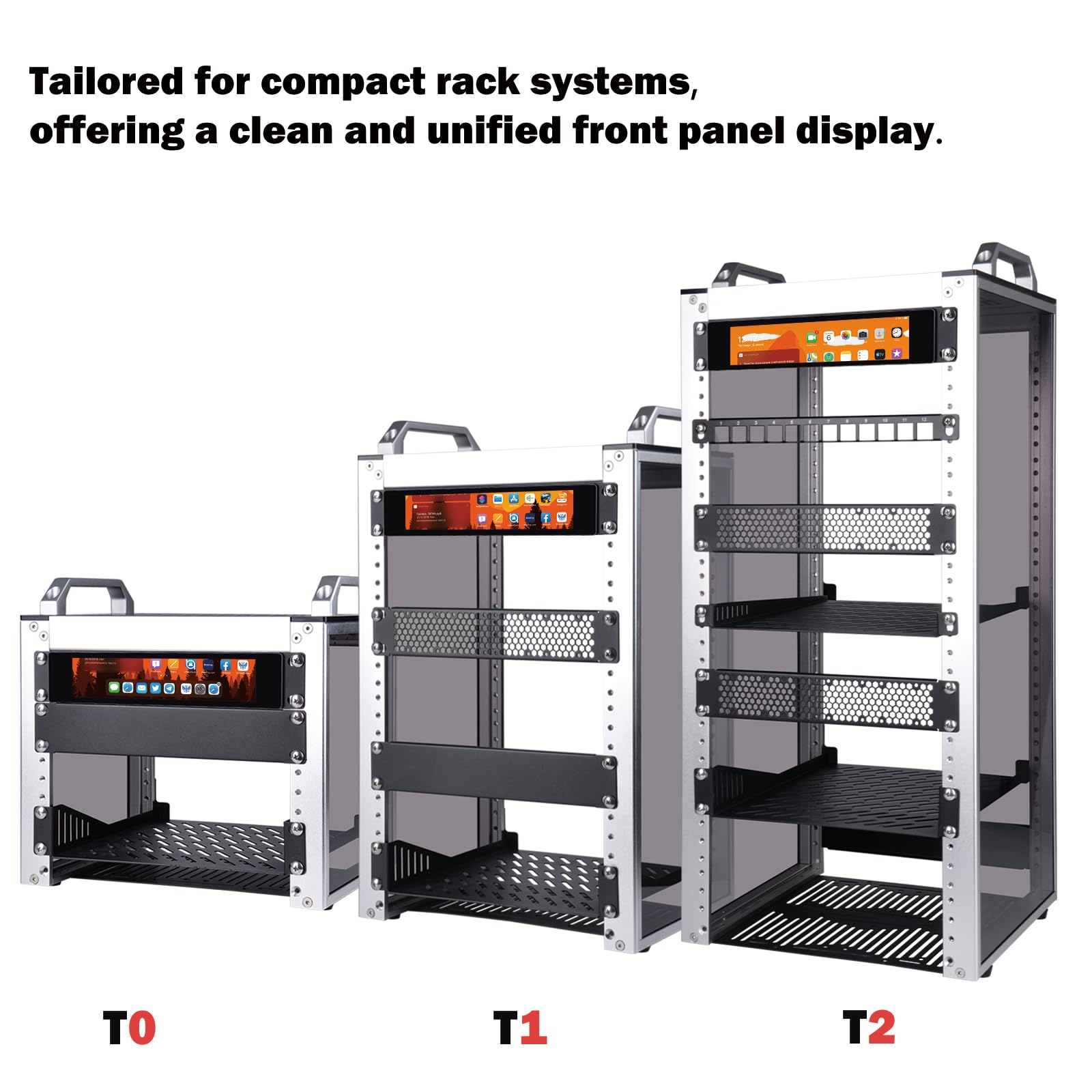 GeeekPi Ekran dotykowy LCD 6,91", 1424 x 280 cm, 1U, do szafek serwerowych DeskPi RackMate T0/T1/T2/T0 Plus/T1 Plus i 10" do stojaków serwerowych