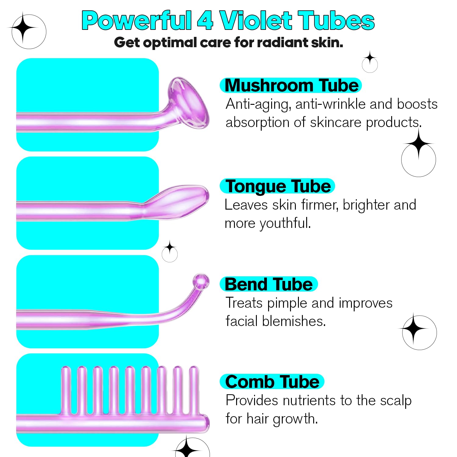 Bacchetta Alta Frequenza Viso - UUPAS Professionale 4 Argon Alta Frequenza - Massaggiatore Portatile Alta Frequenza per il Rafforzamento Della Pelle, le Rughe, L'acne e la Perdita di Capelli