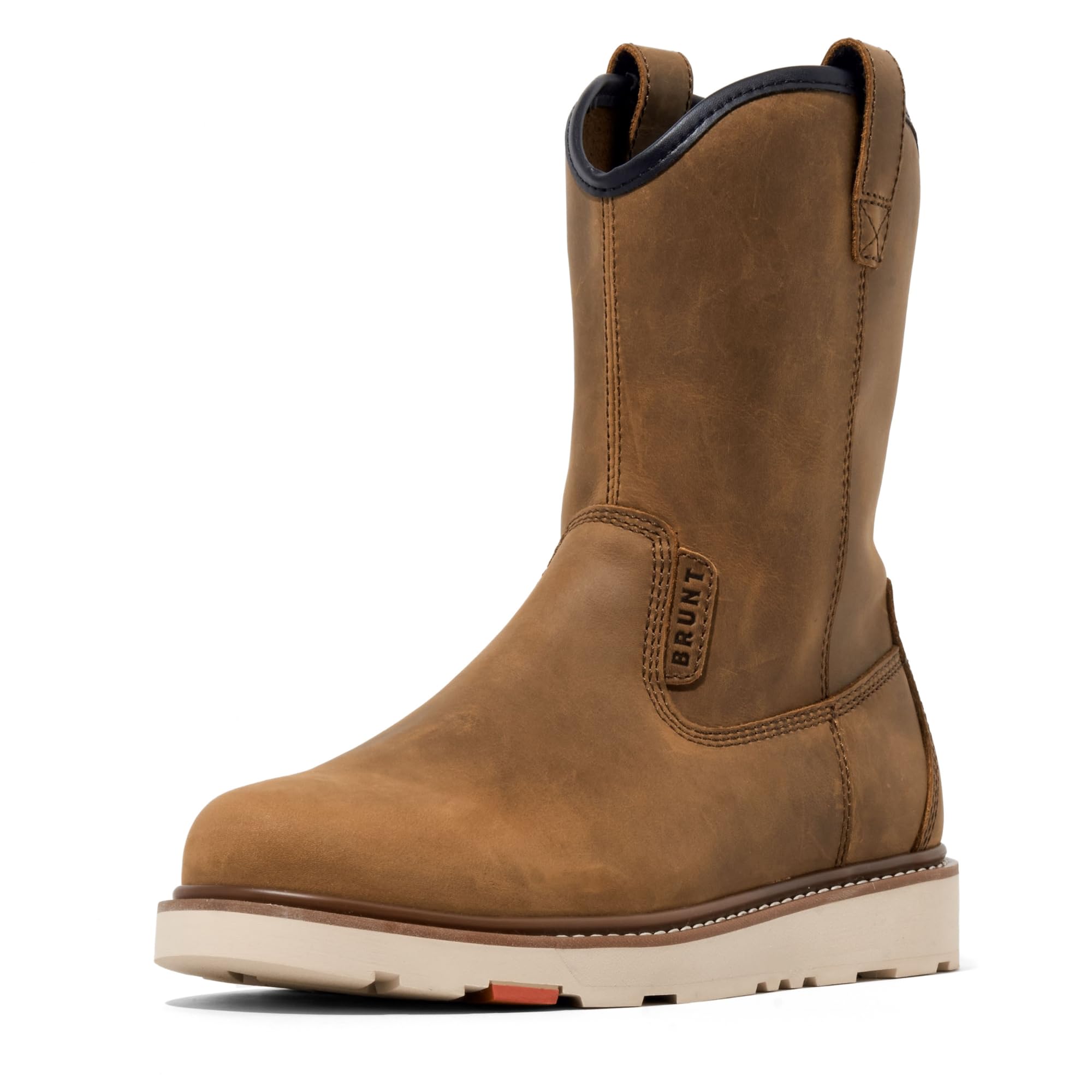 BRUNT Bolduc Unlined (Soft Toe) - 9" Water-Resistant Pull-On Wedge Work Boot - EH Rated - Slip + Oil Resistant - Heat-Resistant Sole - Adjustable Width System