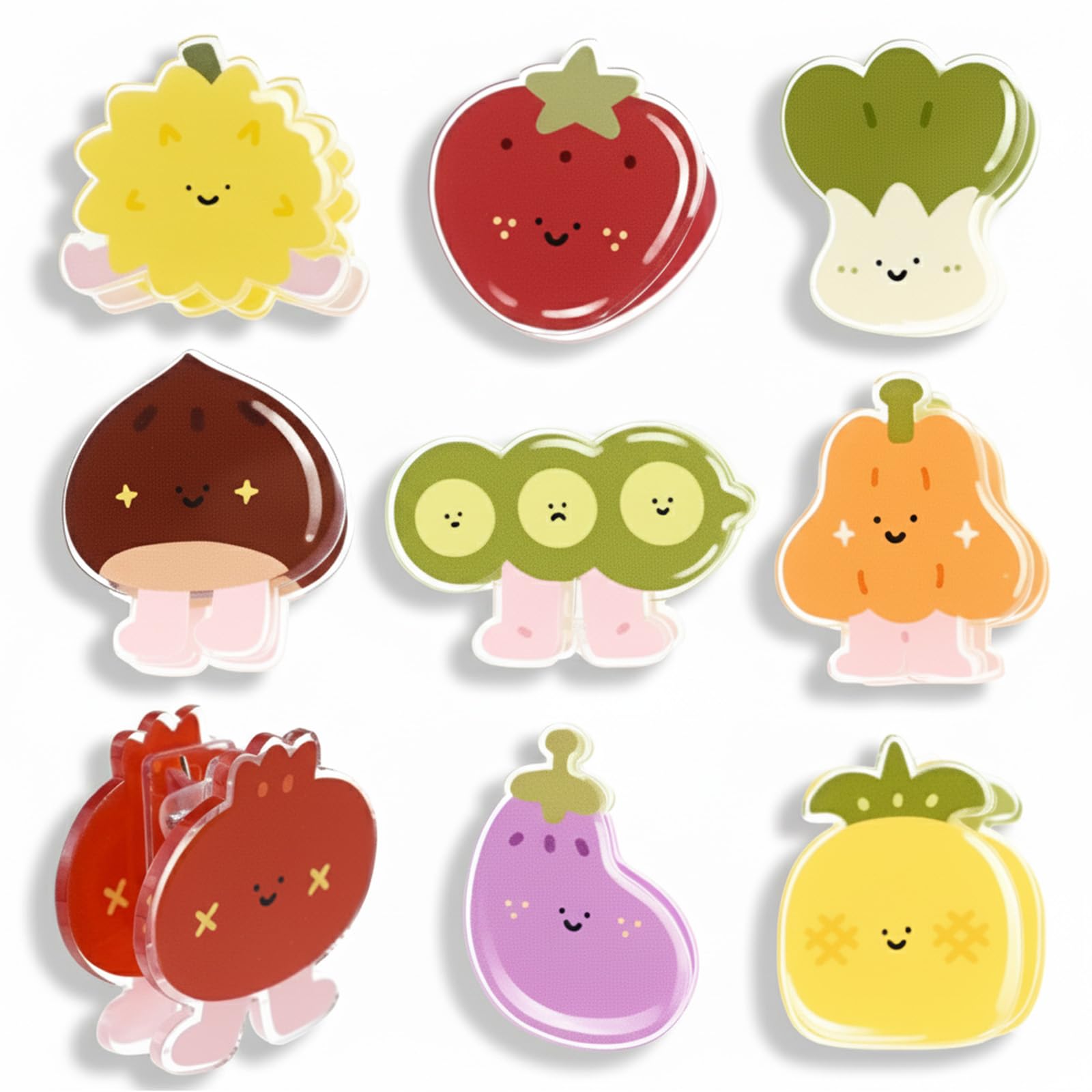 Cute Chip Clips, Set of 9 Bag Clips for Food Storage, Funny Sealing Clip Snack Bags Sealer, Acrylic Bags Clamps Airtight Bag Chip Clip for Kitchen