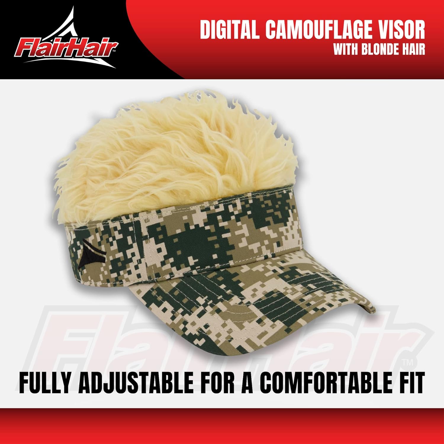 Unisex Adult Sun Visor Cap with Fake Hair, Adjustable Baseball Hat