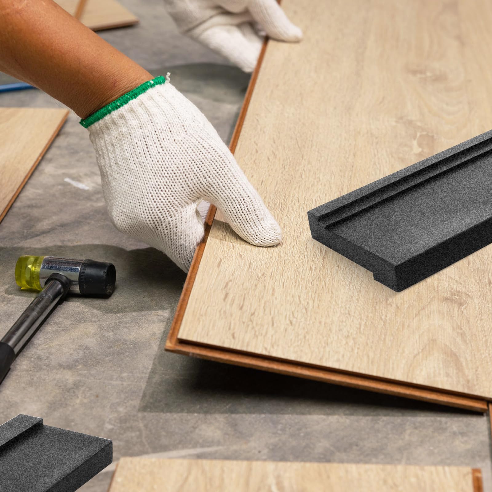 2 Pezzi di Legno Nero per Pavimento in Vinile, Legno per Laminato, Strumento per Pavimentazione Universale con 3 Diversi Bordi, per Pavimenti in Laminato/Vinile nel Design Multi Groove