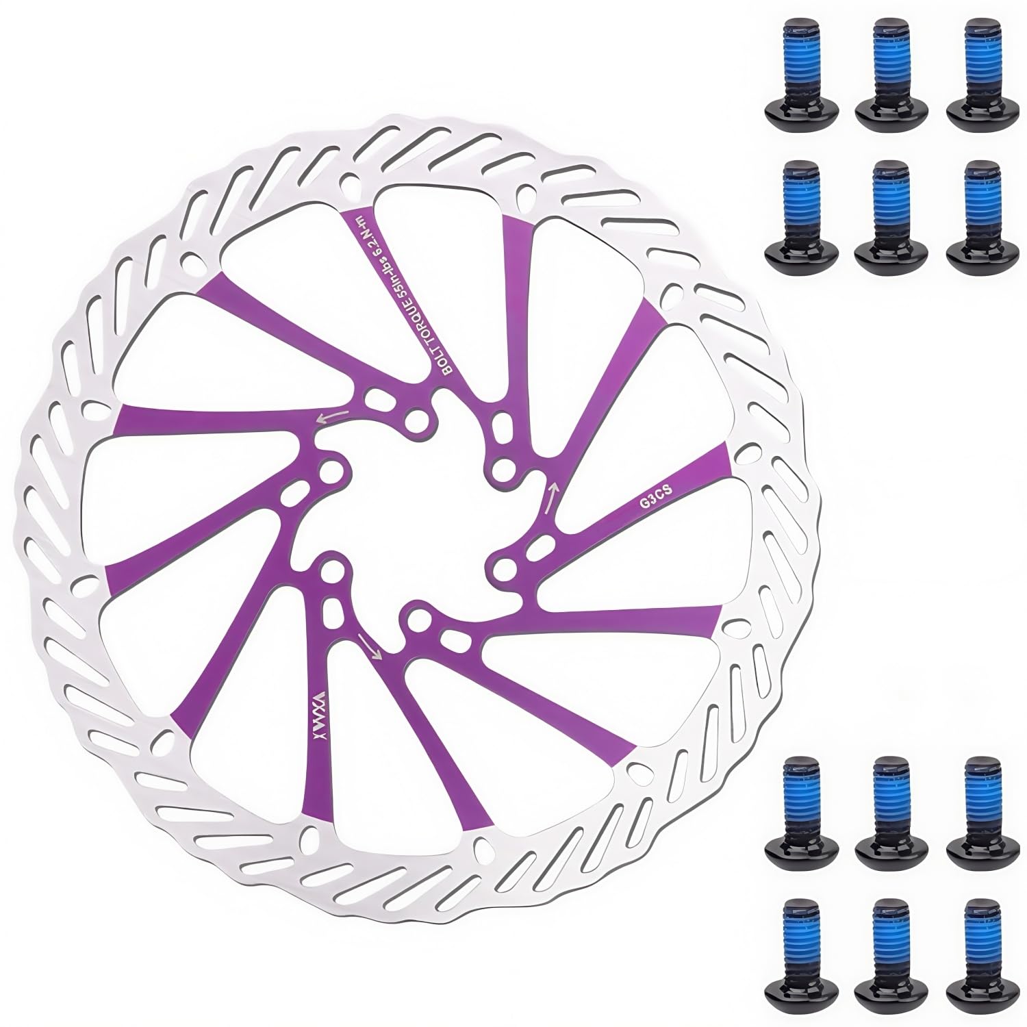 YBEKI Pro+ Bicycle Brake Discs 160/180/203 mm (Set of 2) - Stainless Steel Ceramic Composite with Titanium Coating | For MTB Downhill/Road Bike Sprint | 40% Hardness | Black/Red/Purple/Blue