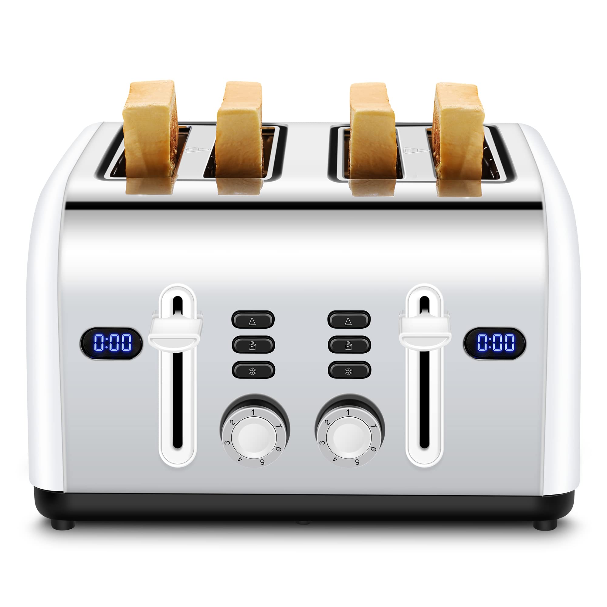 Buy 4 Slice Toaster, REDMOND Retro Stainless Steel Toasters with LED