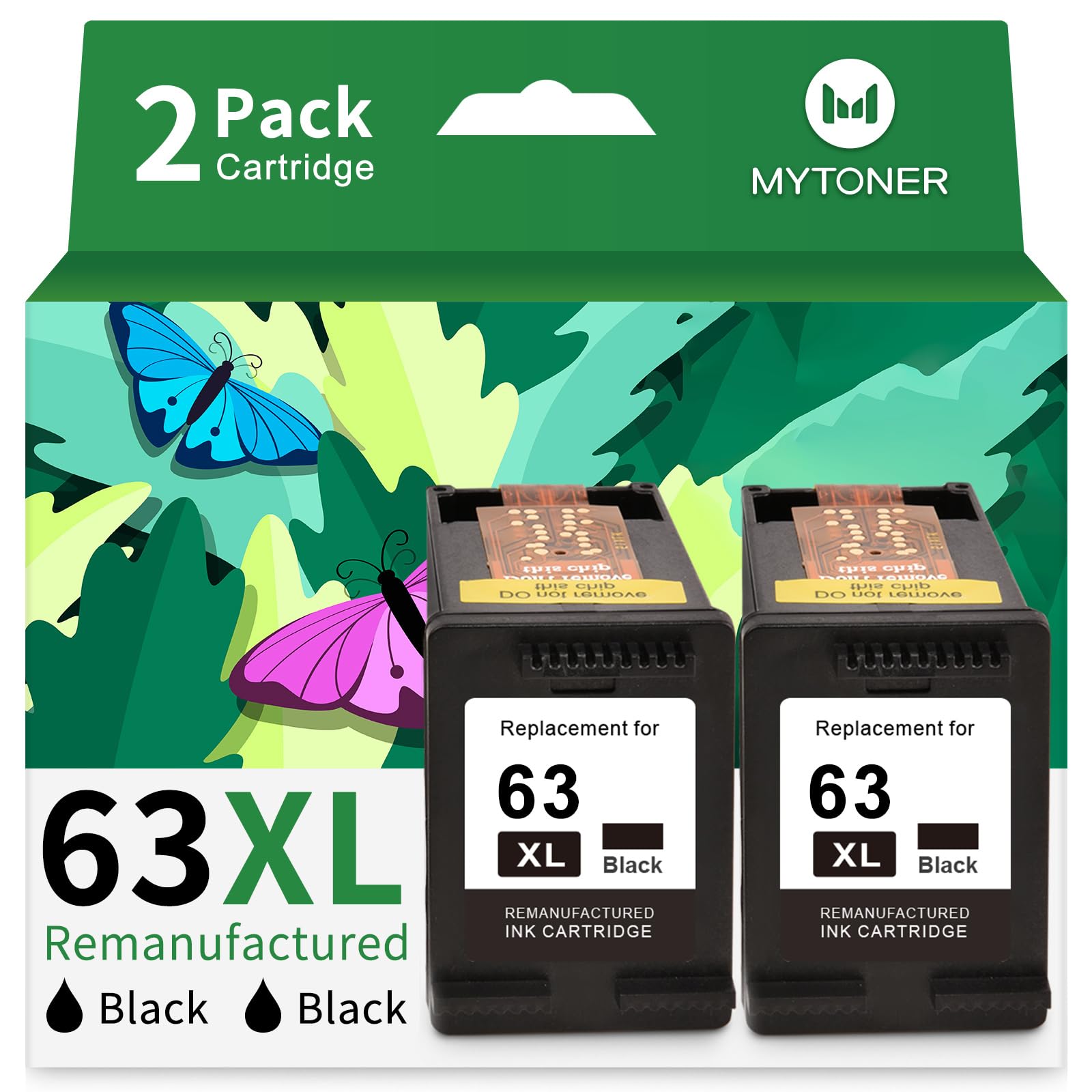 Photo 1 of ** ONLY 1*
MYTONER 63XL Black Ink Cartridge Rplacement for HP Ink 63 HP 63XL Works for HP OfficeJet 3830 4650 5255 5258 5200 Envy 4520 4512 4510 DeskJet 1112 2130 3630 Printers(2 Pack-Black)