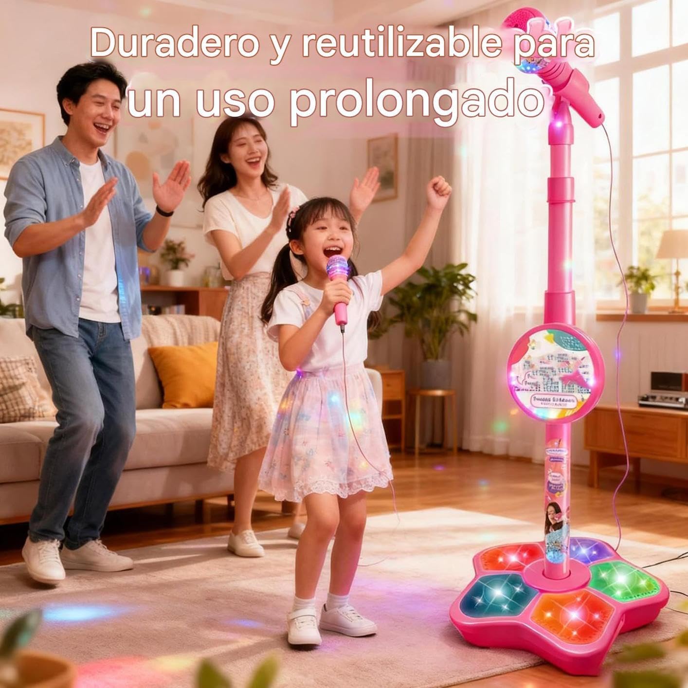 Genérico Microphone for Kids | Portable Speaker Toy with LED Lights | Toy Microphone with Stand, for Birthday Podcast Recording Singing Party Teen Studio Streaming Christmas
