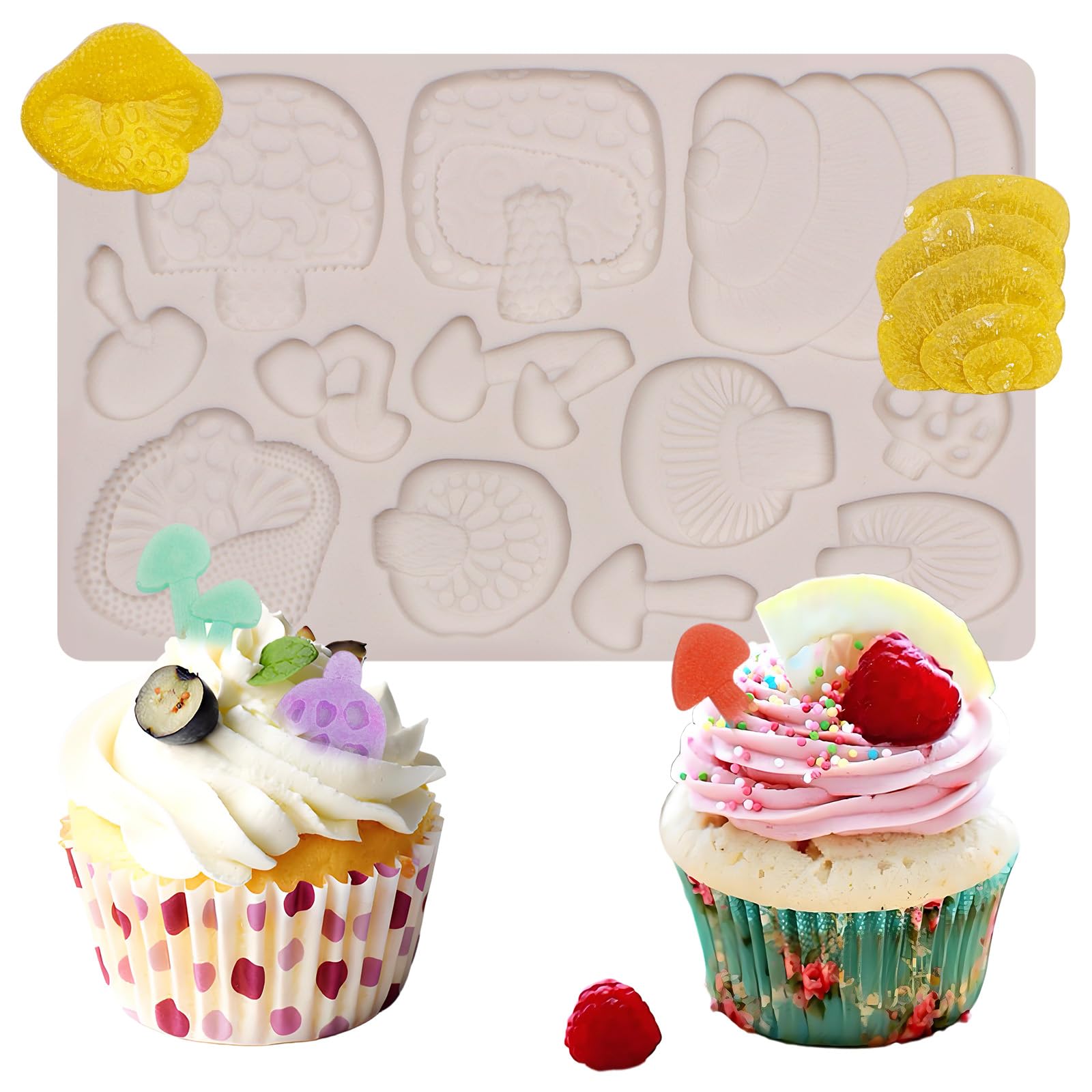 Mushroom Silicone Mold for Cake Decorating, Fondant Candy Mold, Cupcake Topper Design