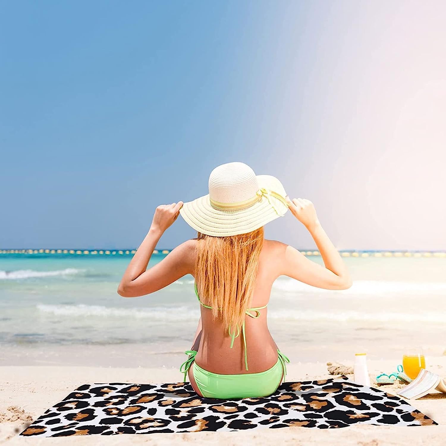 Serviette De Plage Léopard 2 Pièces - 75x150 Cm + Sac - Microfibre Anti-sable, Sèche Vite - Pour Plage, Piscine, Voyage - 11