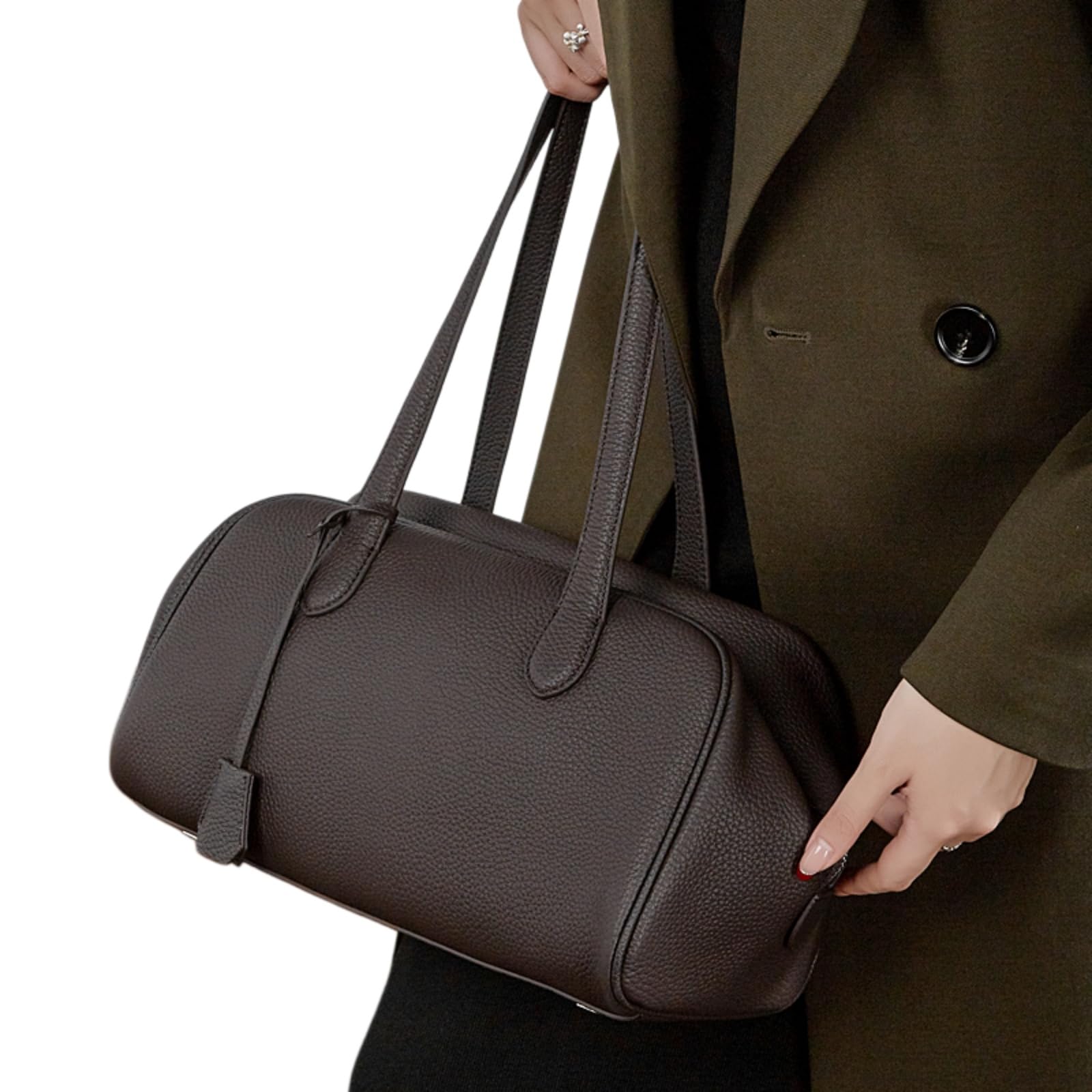 Beauty Case Borsa di Boston in Pelle Genuina delle Donne, A Spalla Cuscino Morbido, Ascelle Grande capacità per Il Lavoro