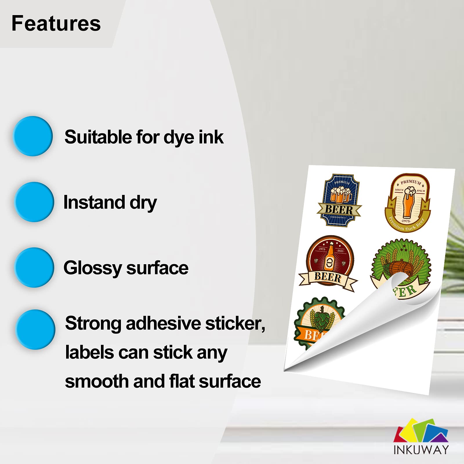 PPD A4 x 50 vel Inkjet Stickerpapier Glanzend Zelfklevend - 120 g/m2 blanco etiketten voor prints in fotokwaliteit PPD-73-50