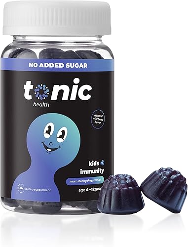 Tonic Health Gomitas de inmunidad para niños, suplemento de salud con vitaminas C, D y zinc, sabor a bayas silvestres, 60 unidades