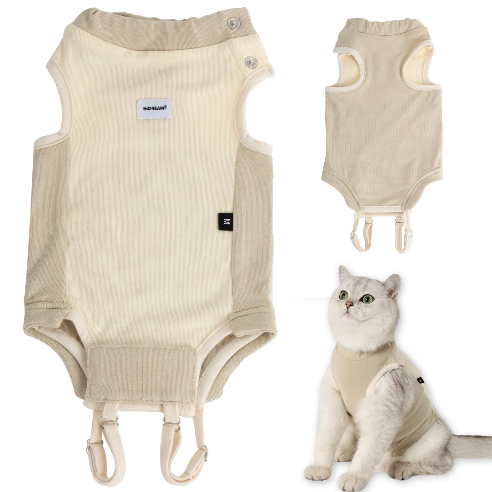 Combinaison chat convalescence femelle L jaune gilet de soin doux ajustable