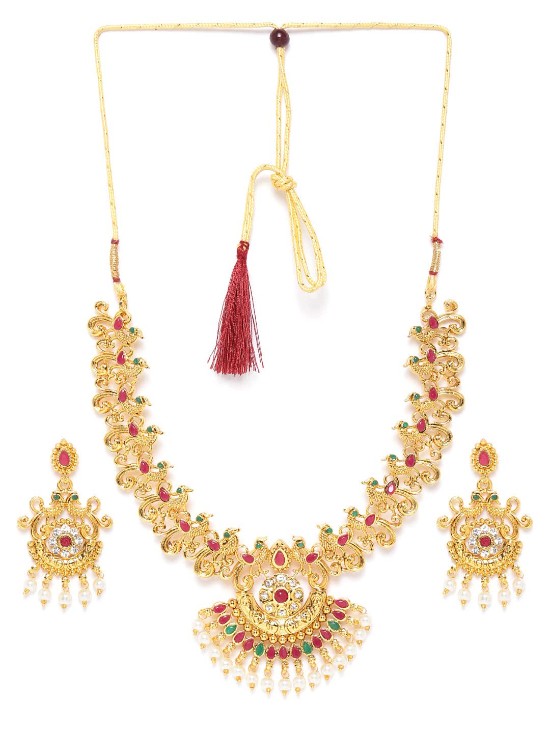 See full amazon price history chart for ZAVERI PEARLS Pink & Green Stones Peacock Inspired Traditional Necklace & Earring Set For Women-ZPFK9548 ZAVERI PEARLS Pink & Green Stones Peacock Inspired Traditional Necklace & Earring Set For Women-ZPFK9548 (B08G56NF24) Amazon Price History, Amazon Price Tracker
