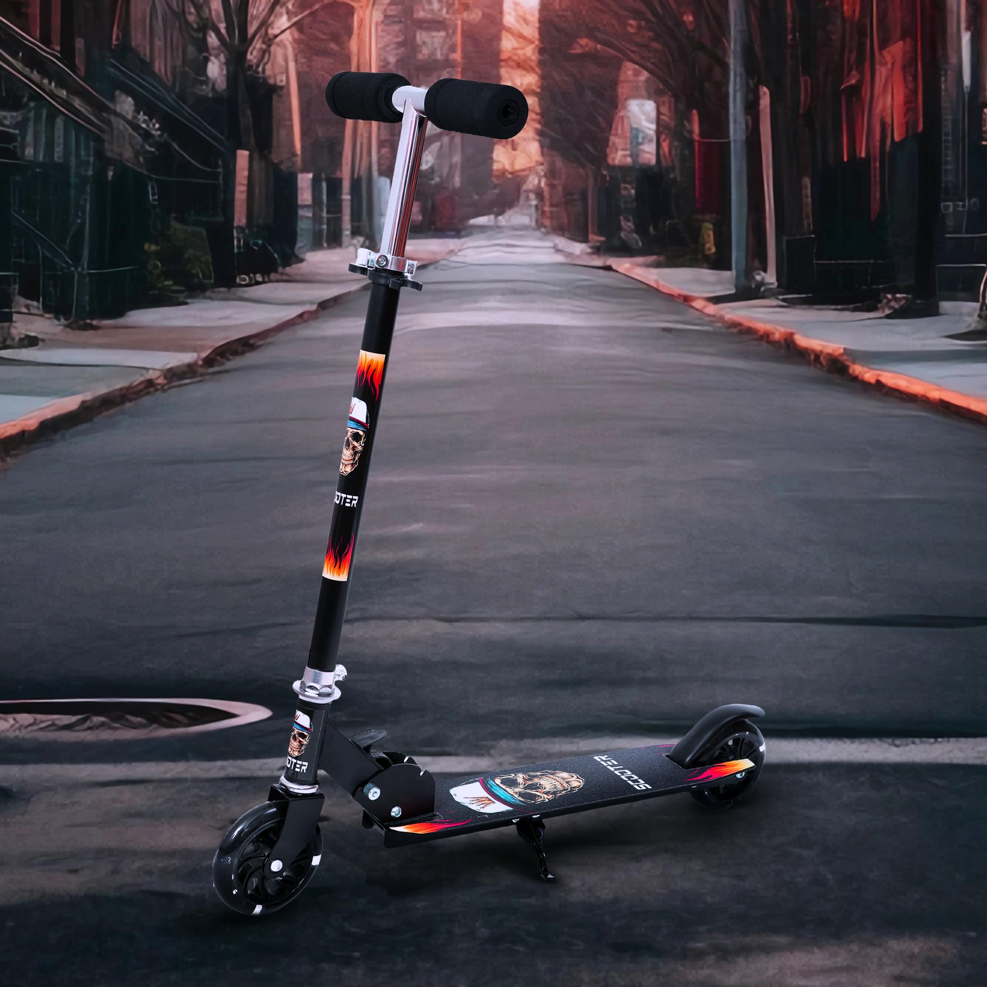 Habib Kinderroller – Mitwachsender Tretroller & Scooter mit LED Rädern, Klappbar, 4 Stufen Höhenverstellbar für Kinder 3-10 Jahre, Jungen & Mädchen