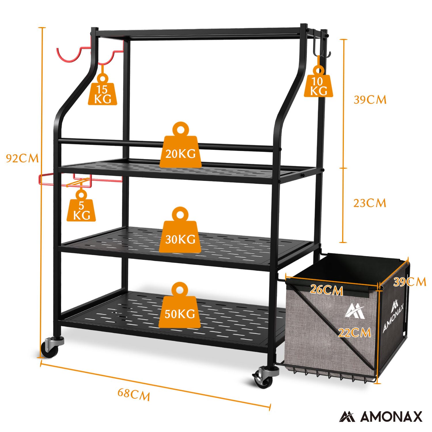 Amonax Hantelständer Fitnessstudio, Kettlebell Rack Kurzhantelständer Yoga Matte Regal, Hantel Ständer Für Langhantelpolster Faszienrolle, Fitness Geräte Zuhause Home Organizer Gym Zubehör