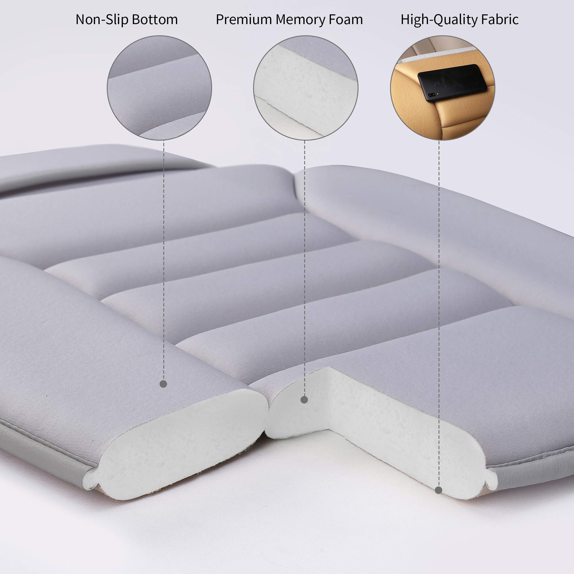 Lofty Aim Cuscino per seggiolino auto, cuscino in memory foam per auto, ufficio e casa (grigio, 1 pezzo).