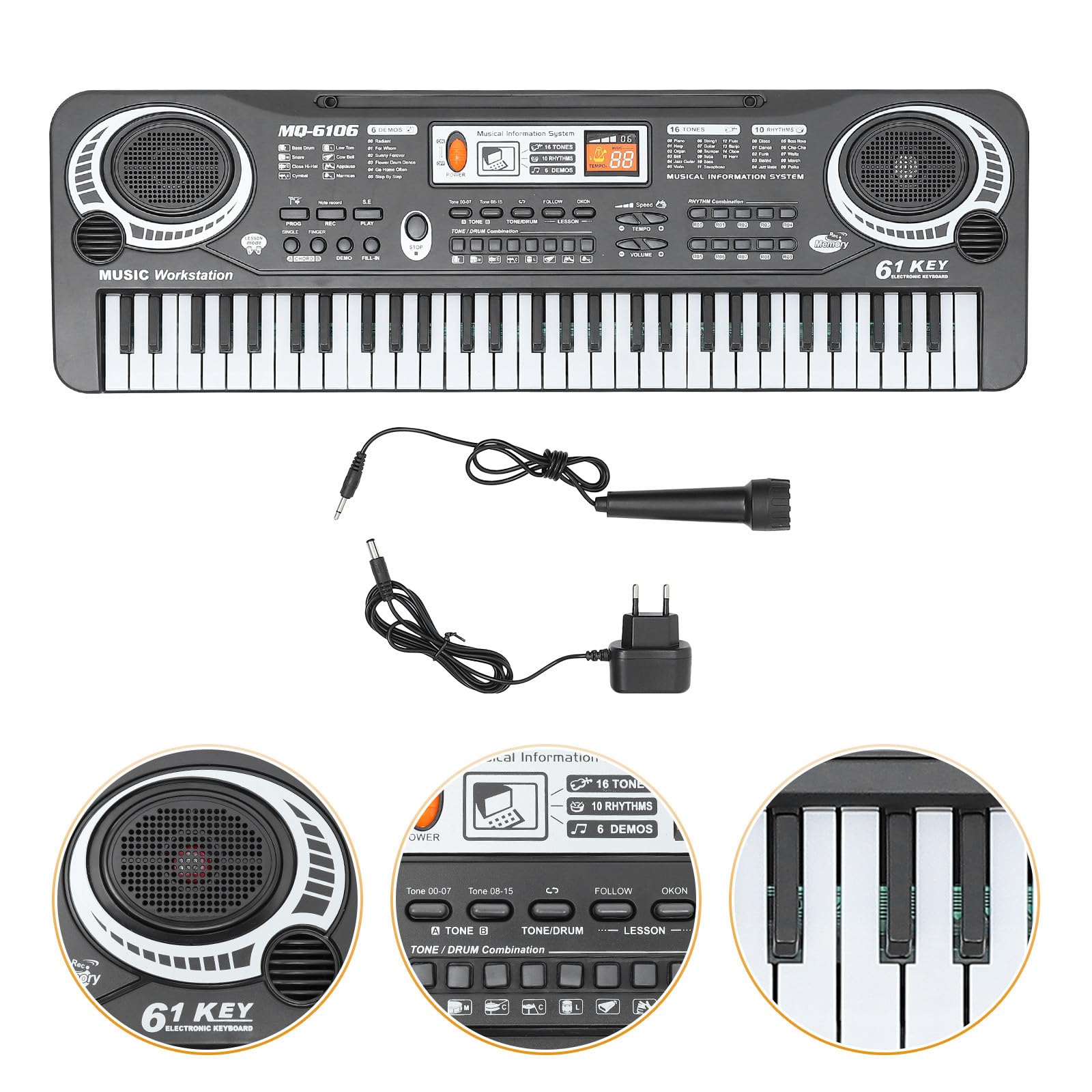 GALPADA Teclado de Piano Electrónico para Niños Reconocimiento de Voz y Diseño de Múltiples Teclas en Material Abs, Juguete Musical Educativo para Aprendizaje Temprano