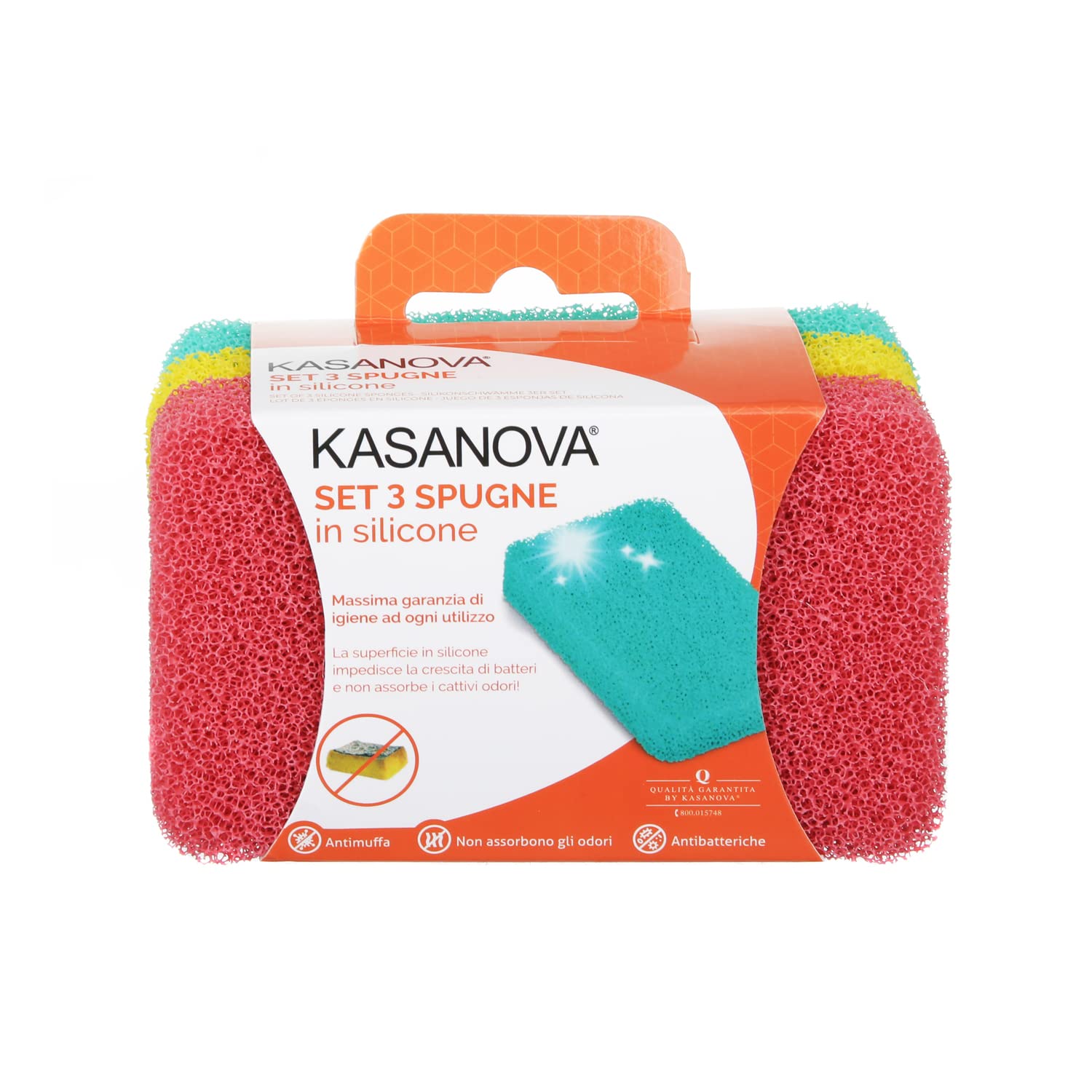 Zestaw 3 wielokolorowych gąbek silikonowych do czyszczenia w domu