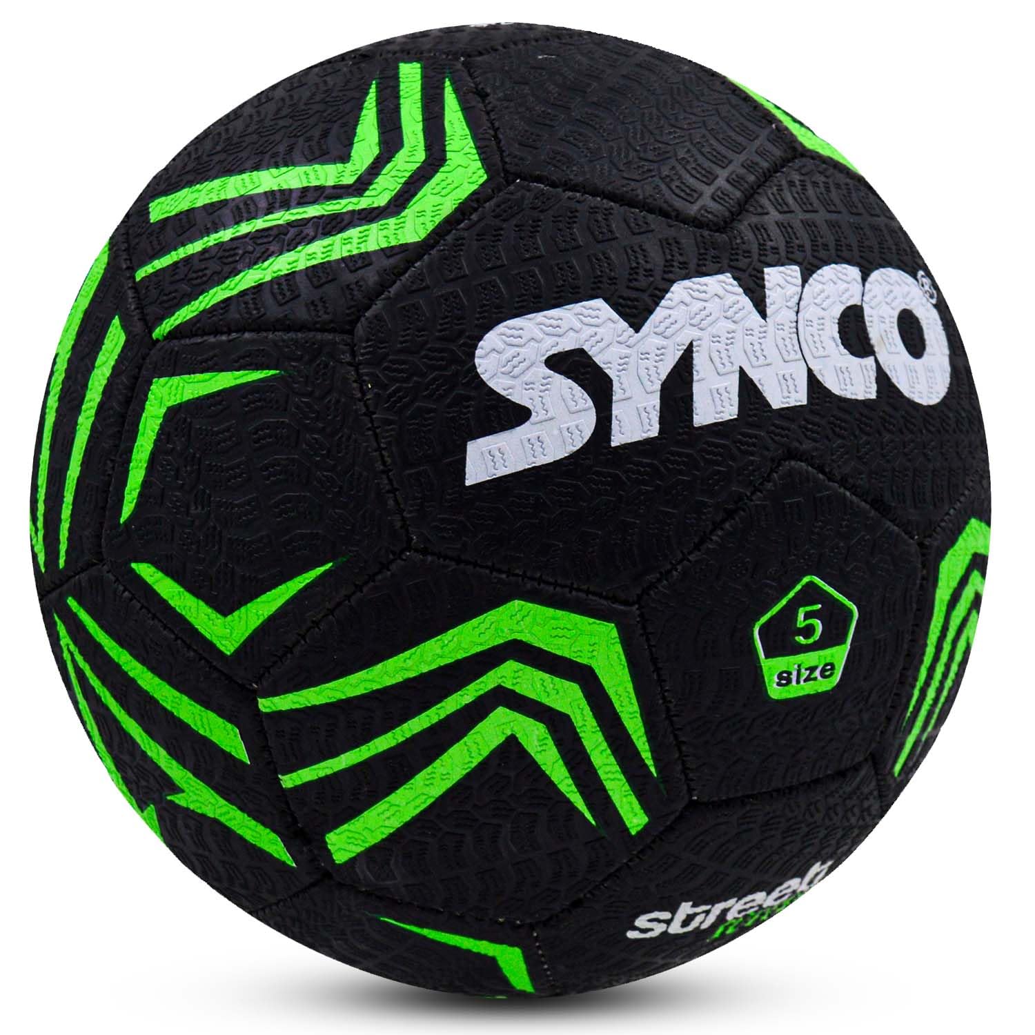 Synco Street Soccer Football | Rubberized Hand Stitched | Training Soccer Ball | Superior Grip | Suitable for Hard Ground | for Boys/Girls | Size 5 (Black)-picture-26