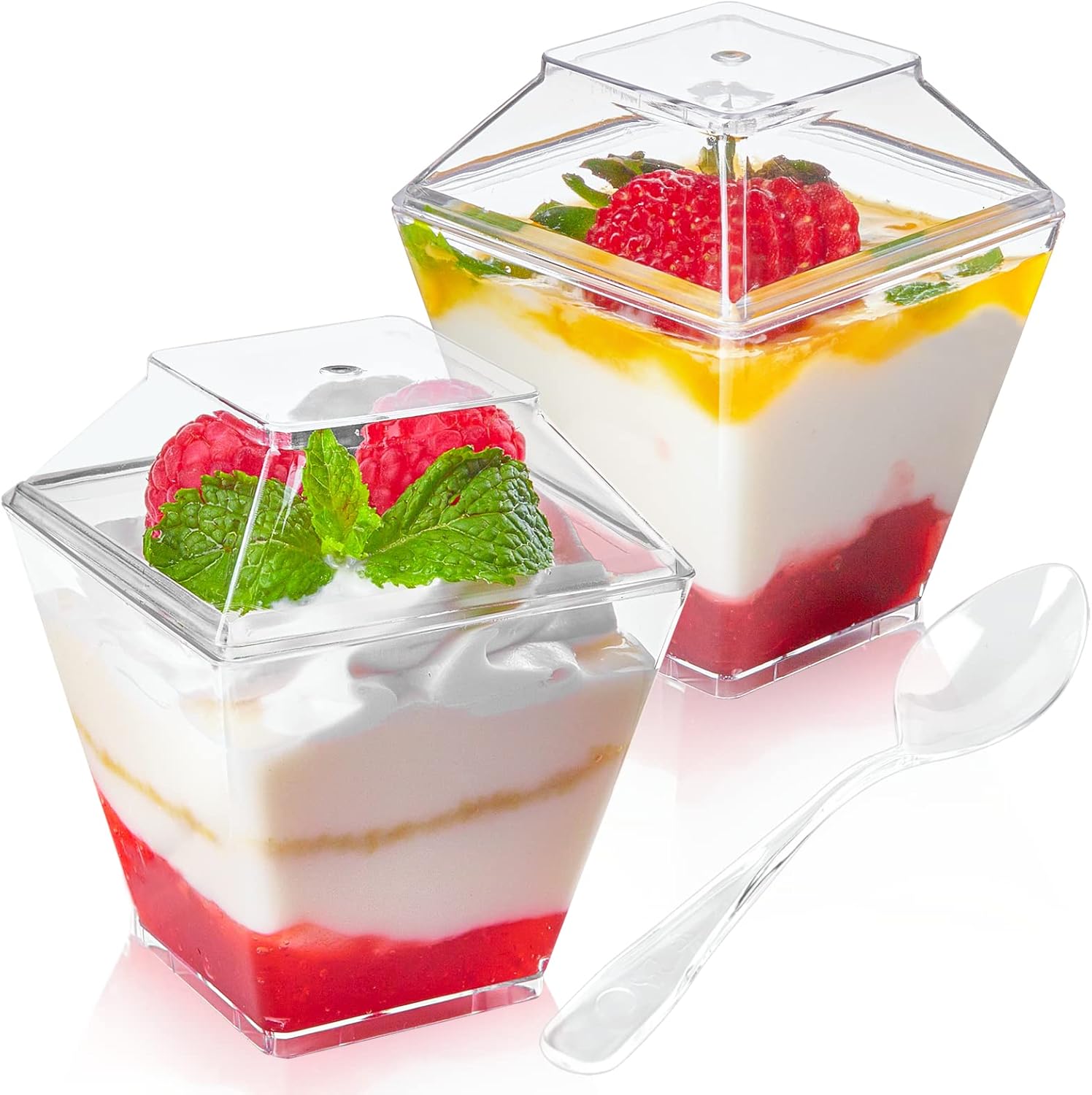 Qeirudu 50 Pack 3.5 oz Mini Dessert Cups with Lids and