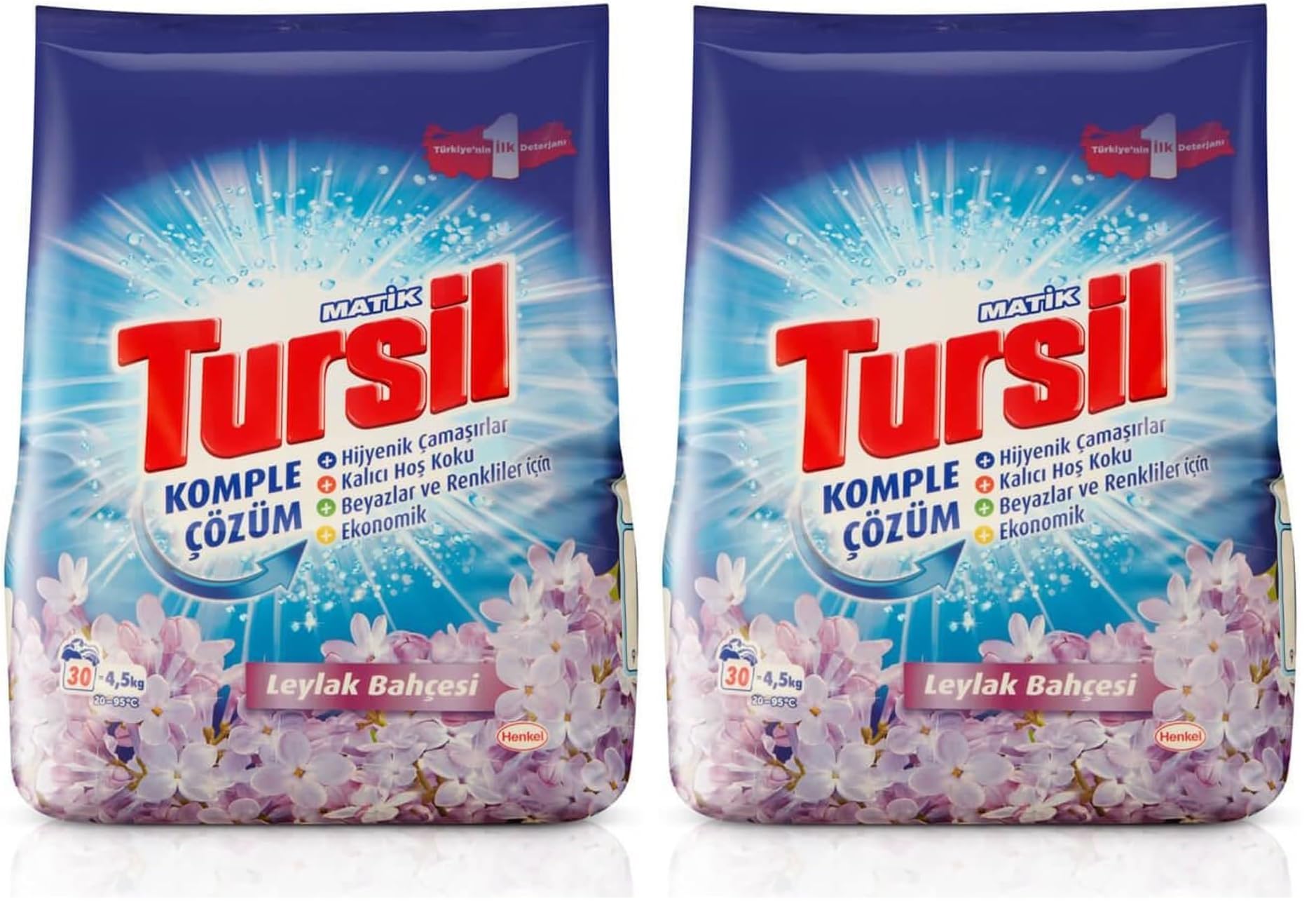 Tursil Matik Toz Çamaşır Deterjanı Maksimum Güç Taze Kır Çiçekleri 4,5 kg 30 Yıkama, Kır Çiçekleri 4.5kg (2 paketi)