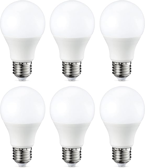 Amazon Basics LED E27 Edison Screw Bulb, 9W (equivalent to 60W), Warm White, Dimmable - Pack of 6