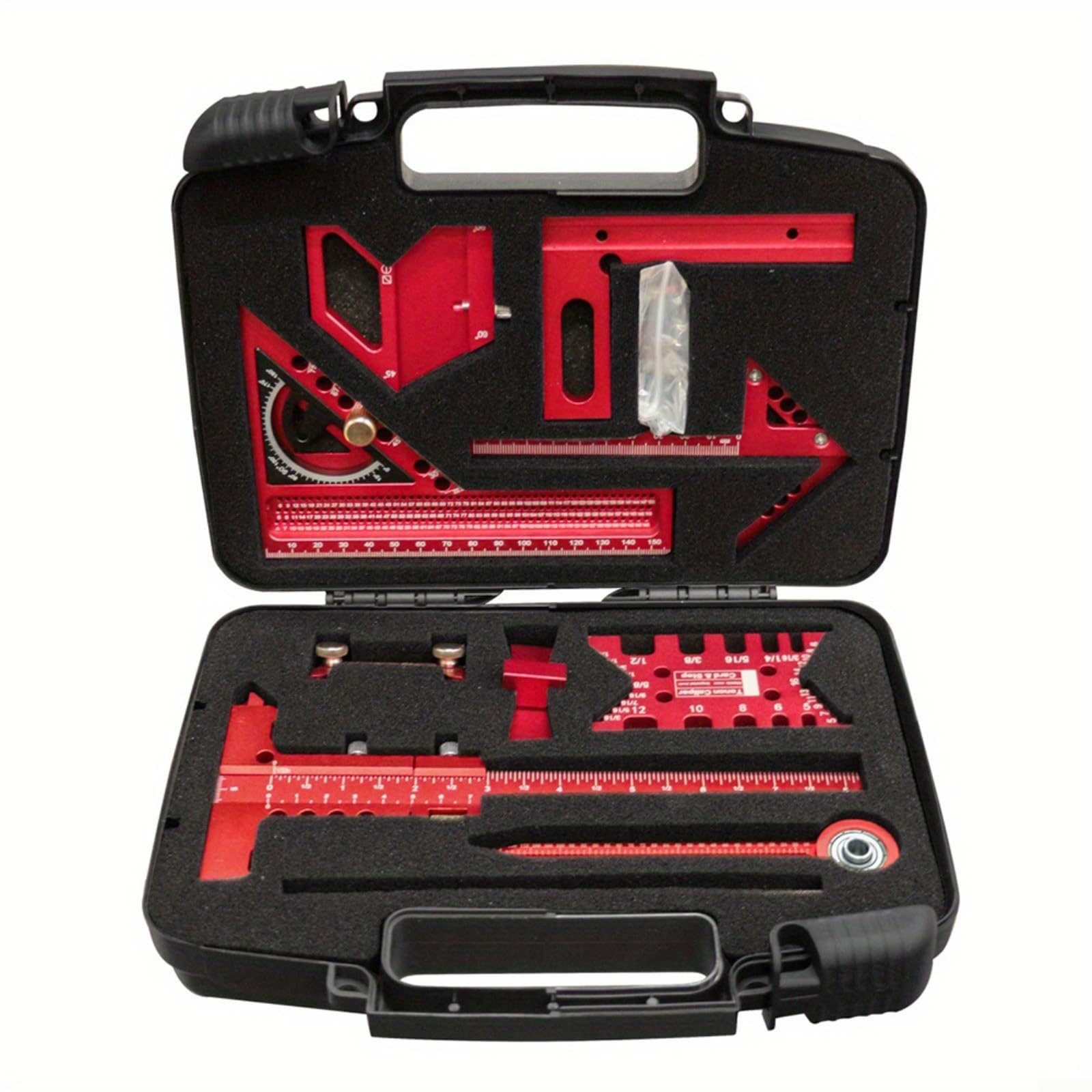 Kit de regla de medición y marcado multiusos para carpintería con herramientas de aleación de aluminio (9 piezas)