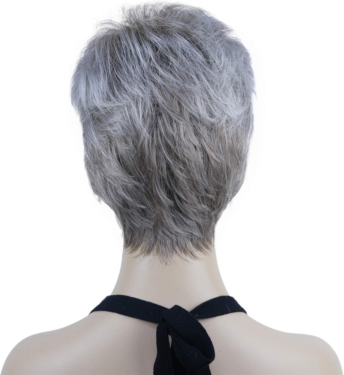 Lydell 6" Women's Short Wigs Soft Wavy Natural Synthetic Wig Layered Movement Classic Styled (48T Light Gray with Dark Root) - Image 5