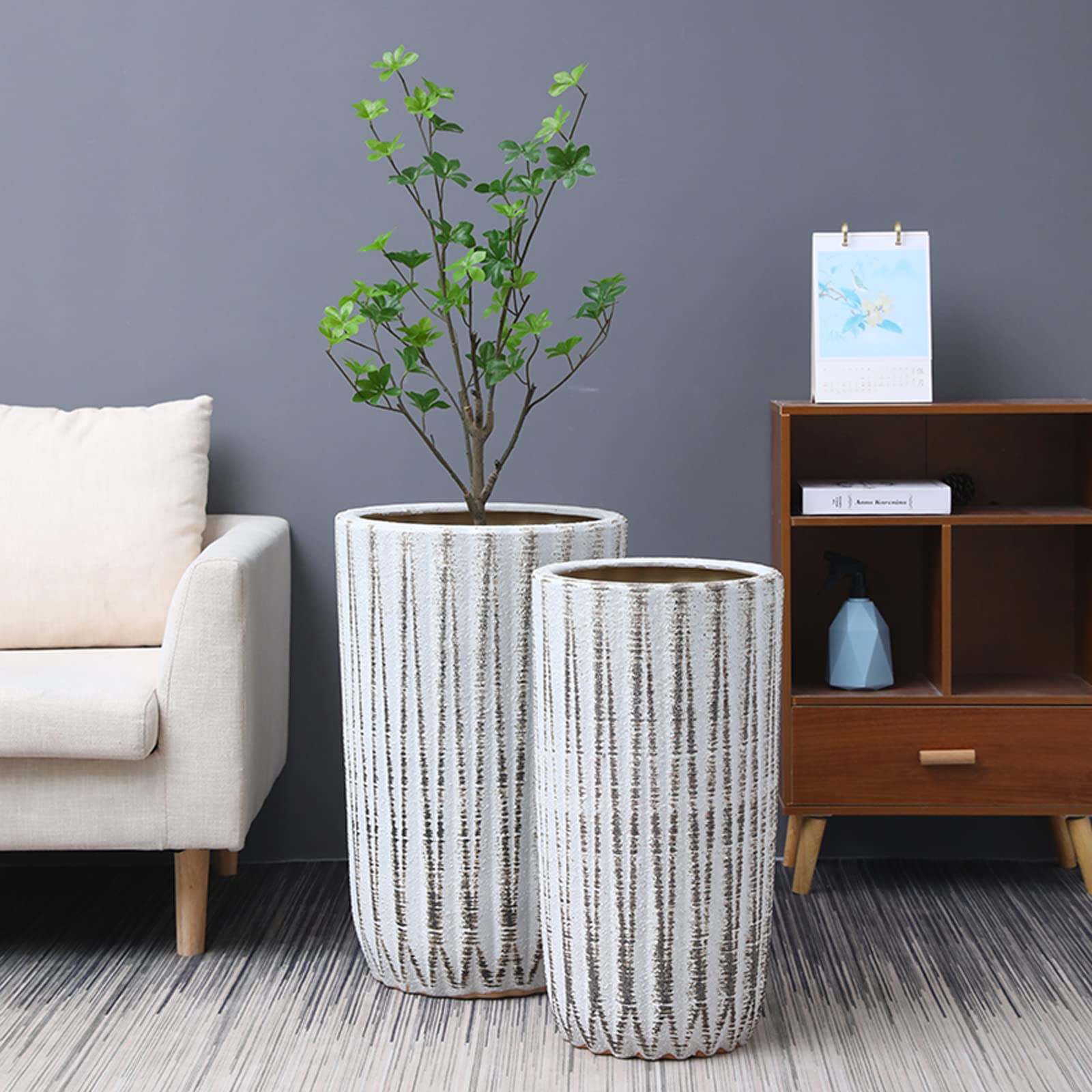 Vasi da Giardino Fioriere in Ceramica, vasi per Piante Grandi da 11,8/14,9 Pollici con Fori di Scarico, vasi da Fiori Alti per Interni ed Esterni, Arredamento Moderno ed Elegante