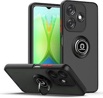 Case Compatible with Tecno Spark 10C, Compatible with Tecno Spark 10C Ring-Shaped Bracket Phone Case Black
