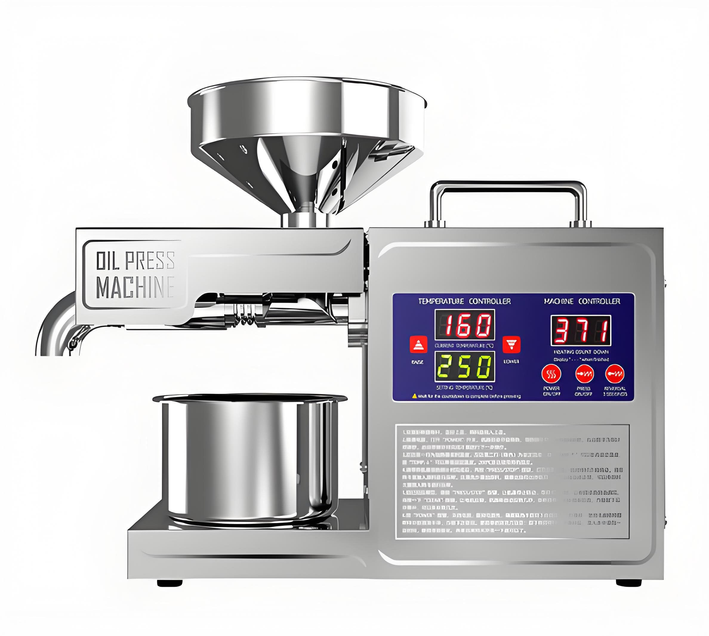 DUMIPME Oil Press Machine, Steel Stainless Electric Cold & Hot Press Oil Expeller for Peanut Sesame Soybean Sunflower Seeds Walnuts