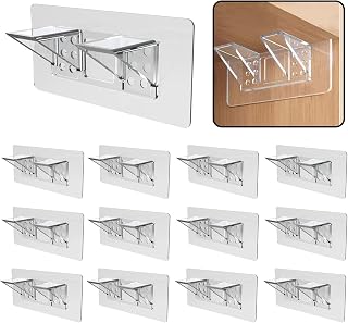 12-Pack Heavy-Duty Adhesive Shelf Brackets, Large Size Double Row Brackets, No-Drill Wall Mount Pegs,Shelf Support Pegs for Kitchen Cabinets, Bookshelves, and Closets
