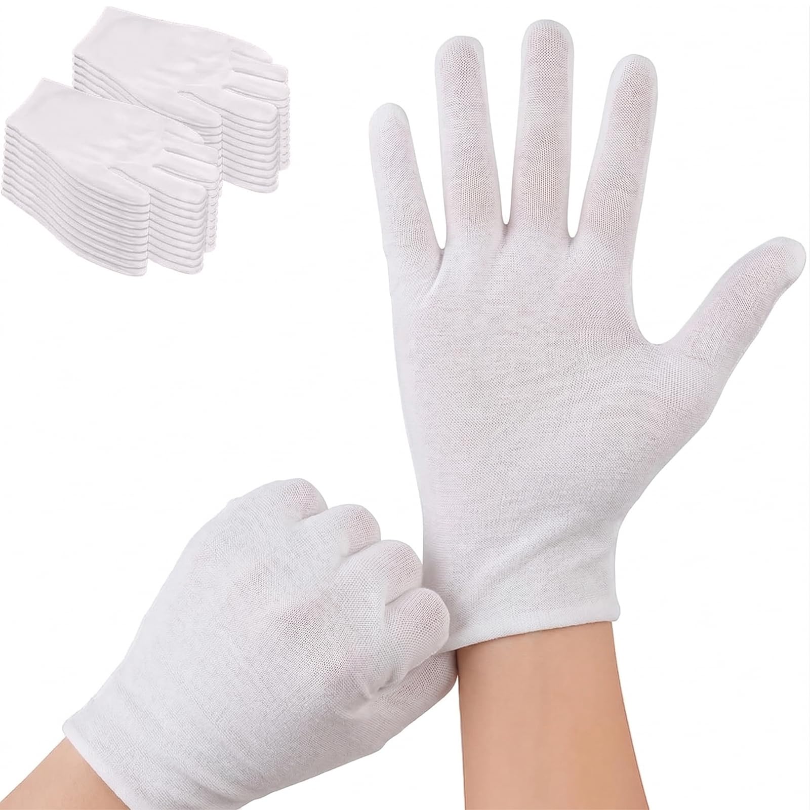 15 Paia di Guanti in Cotone Bianco Sottili, Guanti da Lavoro Misura M Lavabili e Traspiranti per Ispezione Gioielli, Cosmetica, Monete e Uso Quotidiano, Guanti Protettivi Multiuso Riutilizzabili
